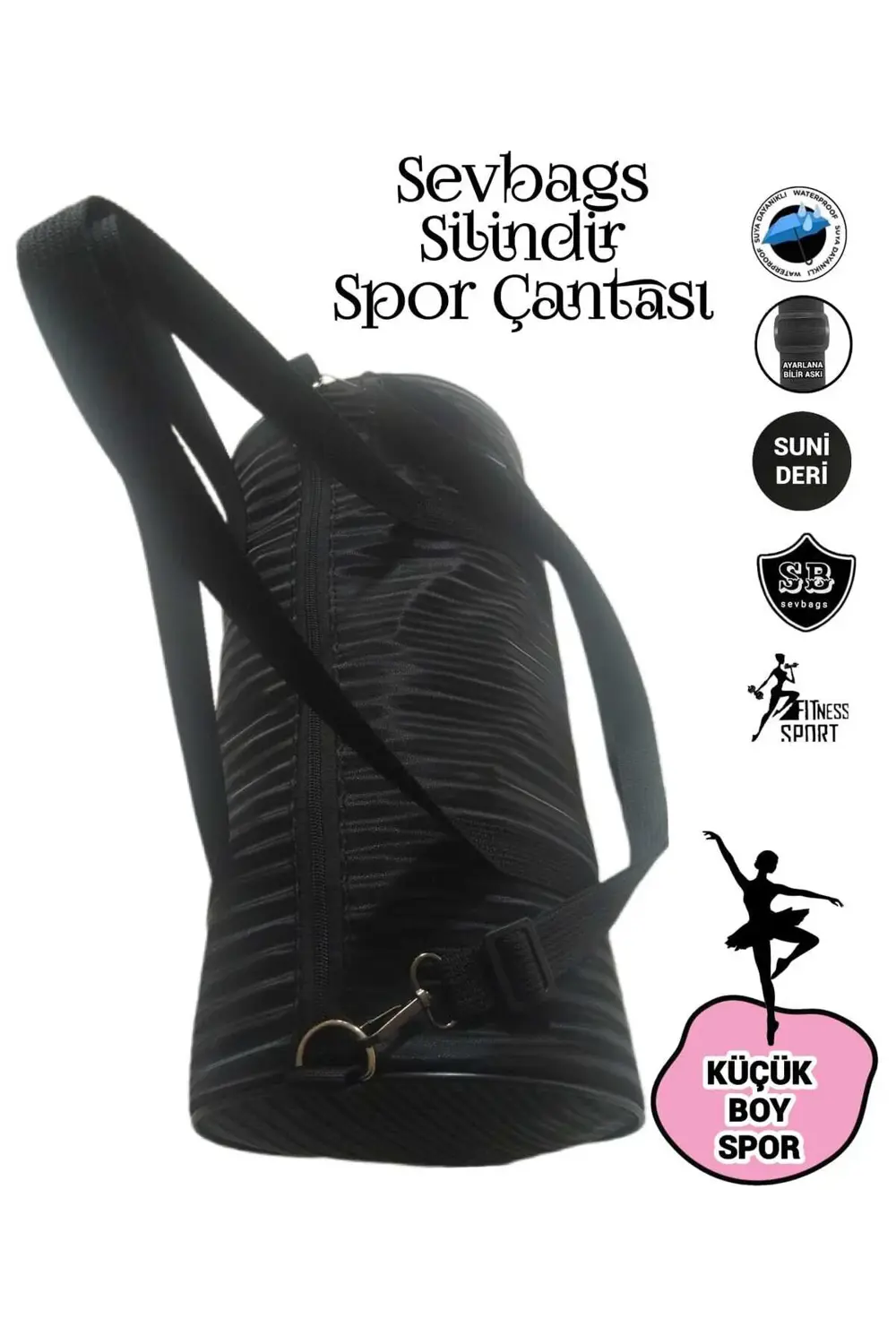 LÜX SİLİNDİR FİTNES ÇOKLU SPOR ÇAPRAZ OMUZ ASKILI SUNİ DERİ SPOR