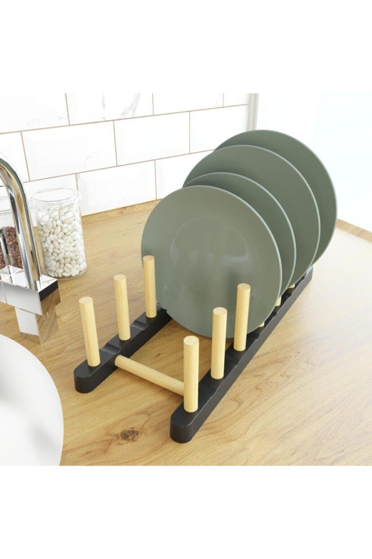 Culina Vasa Lüx Tezgah Üstü Ahşap Tabaklik,Tabak Standi,Bölmeli Tabak Standi