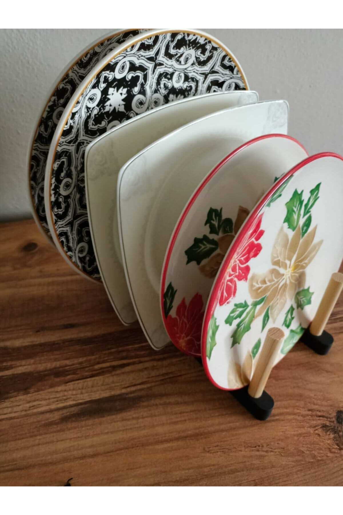 Culina Vasa Lüx Tezgah Üstü Ahşap Tabaklik,Tabak Standi,Bölmeli Tabak Standi