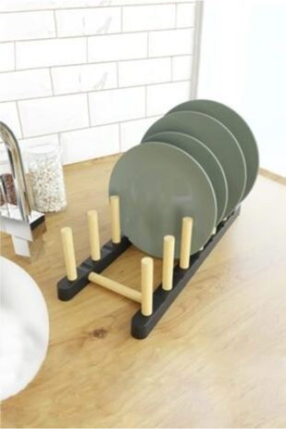 Culina Vasa Lüx Tezgah Üstü Ahşap Tabaklık,Tabak Standı,Bölmeli Tabak Standı