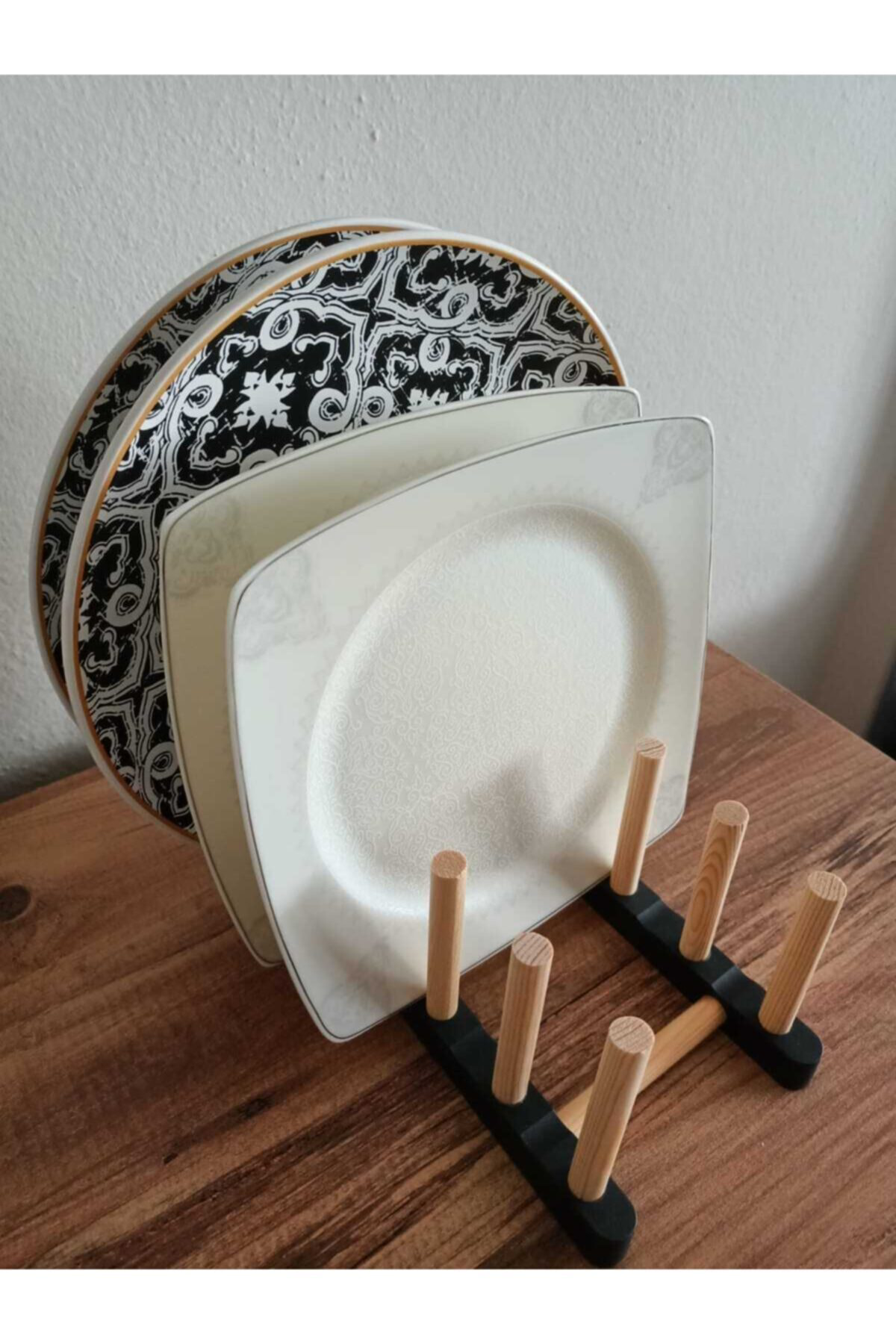 Culina Vasa Lüx Tezgah Üstü Ahşap Tabaklik,Tabak Standi,Bölmeli Tabak Standi