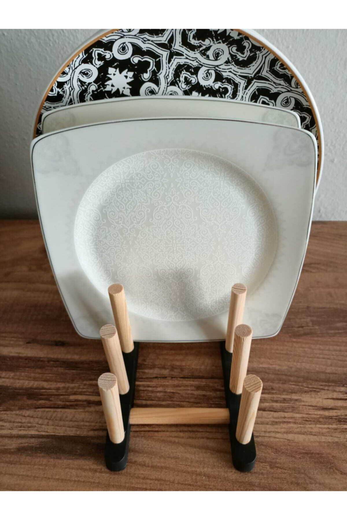 Culina Vasa Lüx Tezgah Üstü Ahşap Tabaklik,Tabak Standi,Bölmeli Tabak Standi