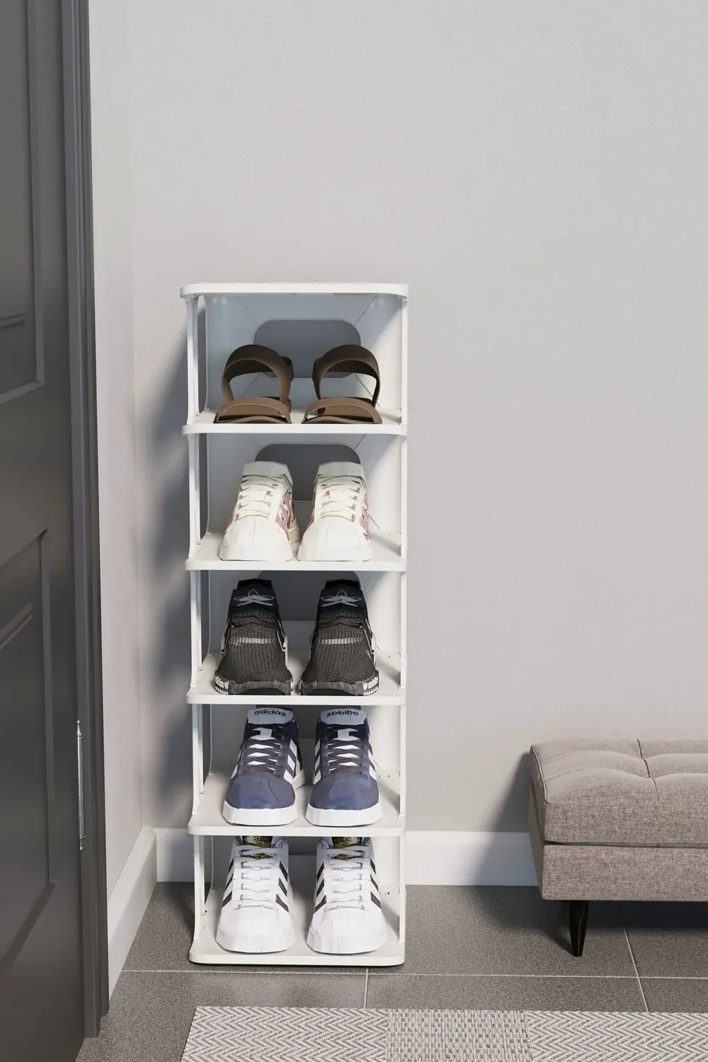 Lüx Yeni Model Modern 5 Katlı Ayakkabılık Beyaz Renk Portatif Aya