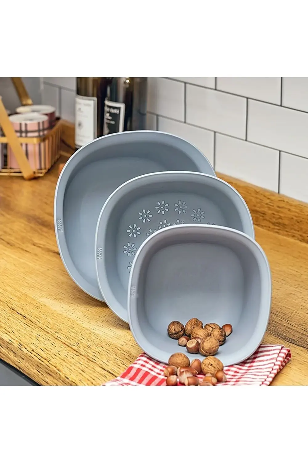 Luxmilard Ultra Wide Form Özel Desenli Süzgeç Ve Kase 3 Lü Set Kı