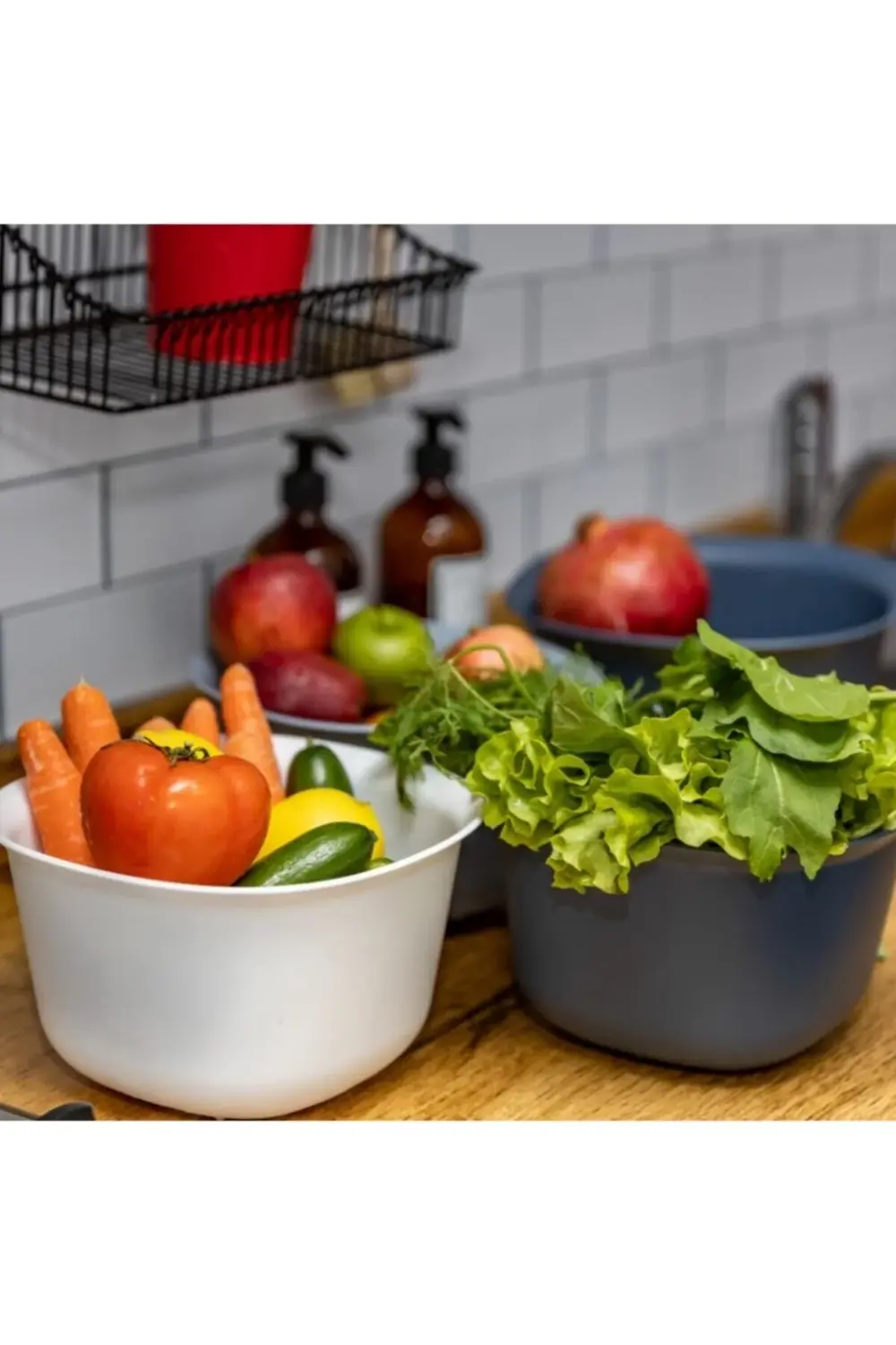 Luxmilard Ultra Wide Form Özel Desenli Süzgeç Ve Kase 3 Lü Set Kı