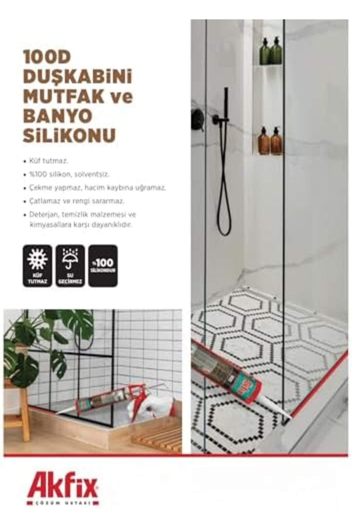 LuxShoping 100D Duşkabini, Mutfak ve Banyo Silikonu, Şeffaf,%100 