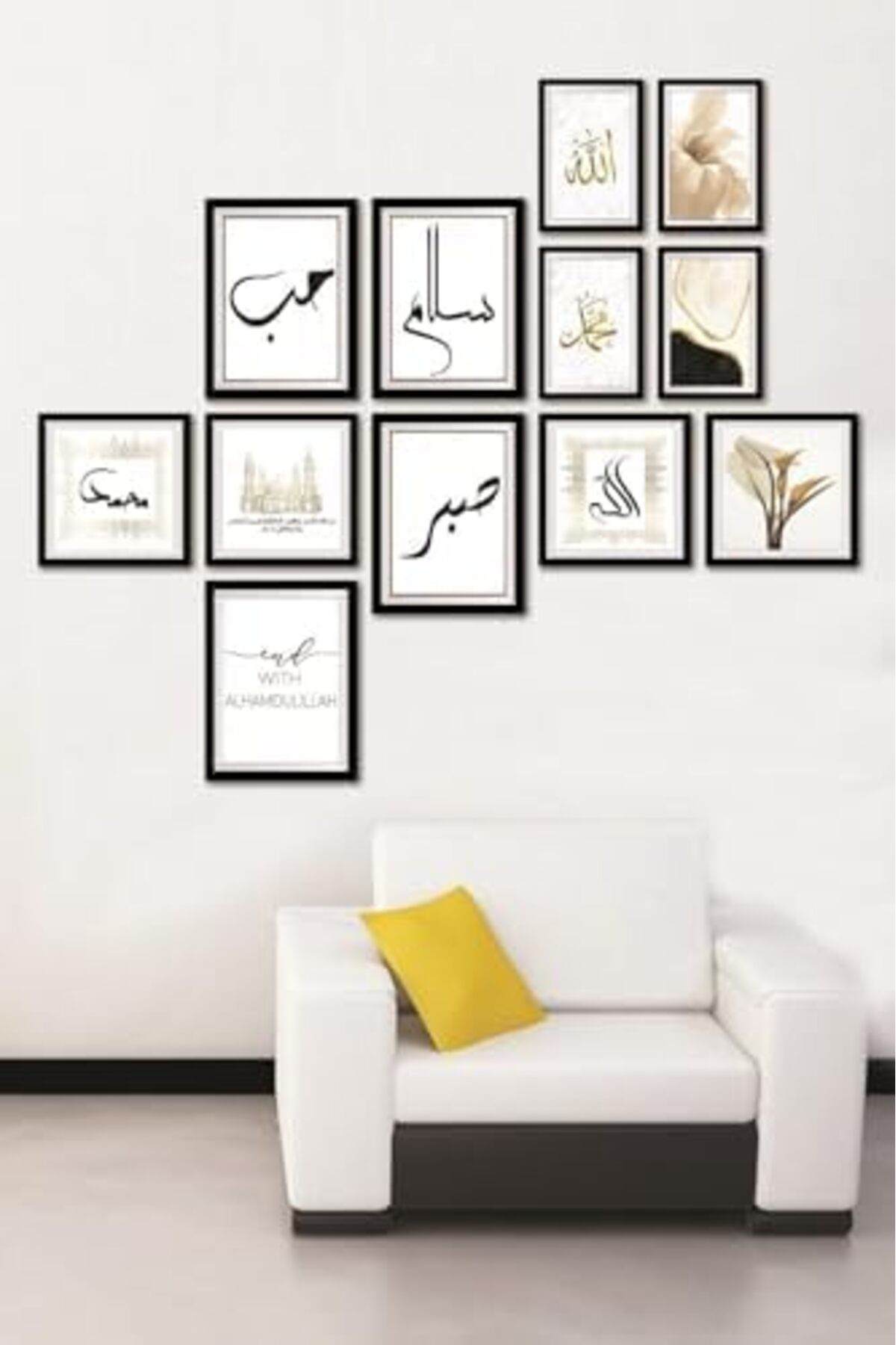 LuxShoping 12 Parça Dekoratif Mdf Tablo Seti Çerçeve Görünümlü DK