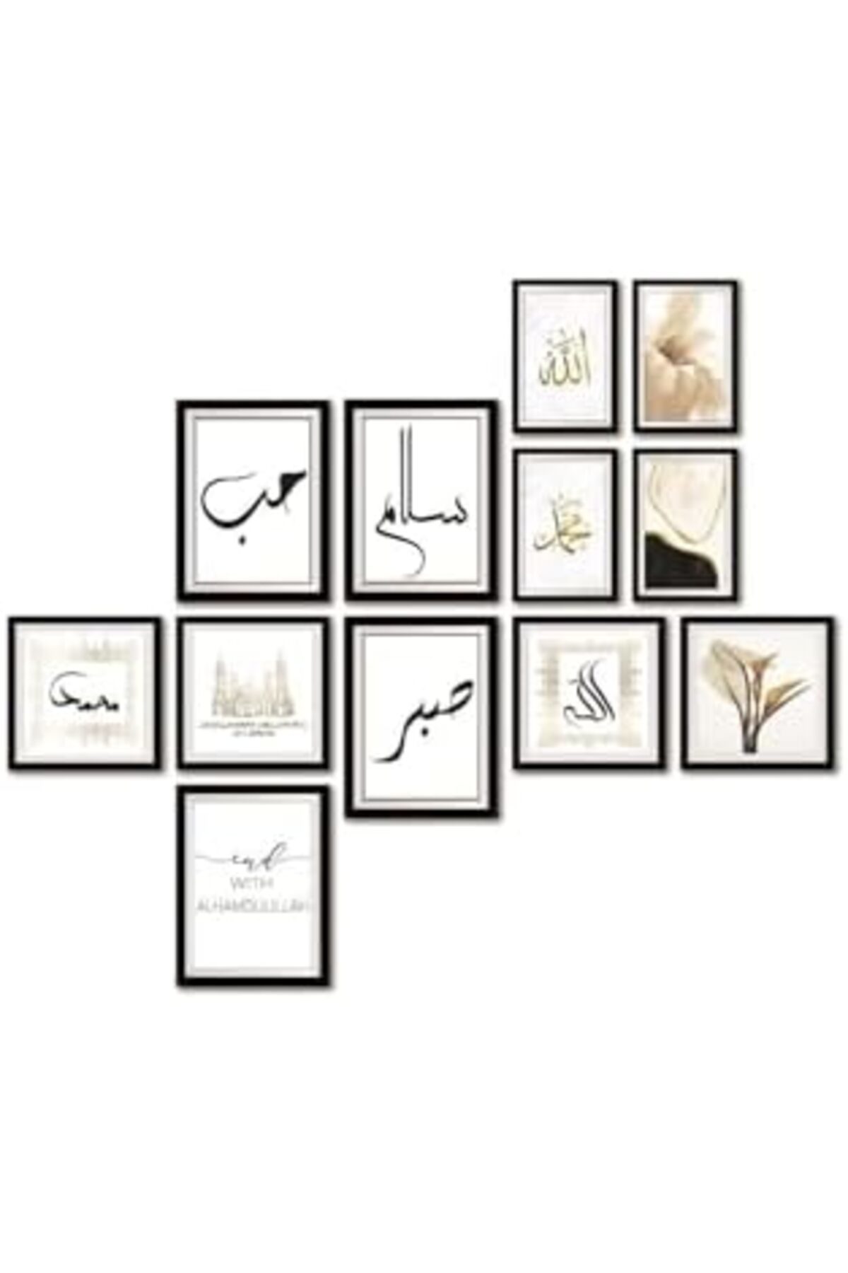 LuxShoping 12 Parça Dekoratif Mdf Tablo Seti Çerçeve Görünümlü DK