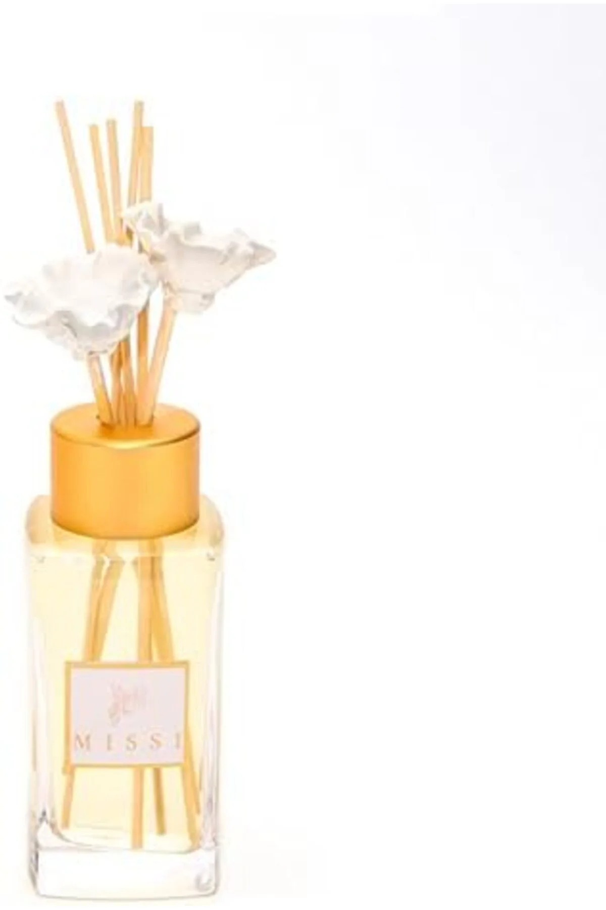 LuxShoping 180 ml Kare Şişe Ekru Çiçek Bambu Çubuklu Vanilya Sand