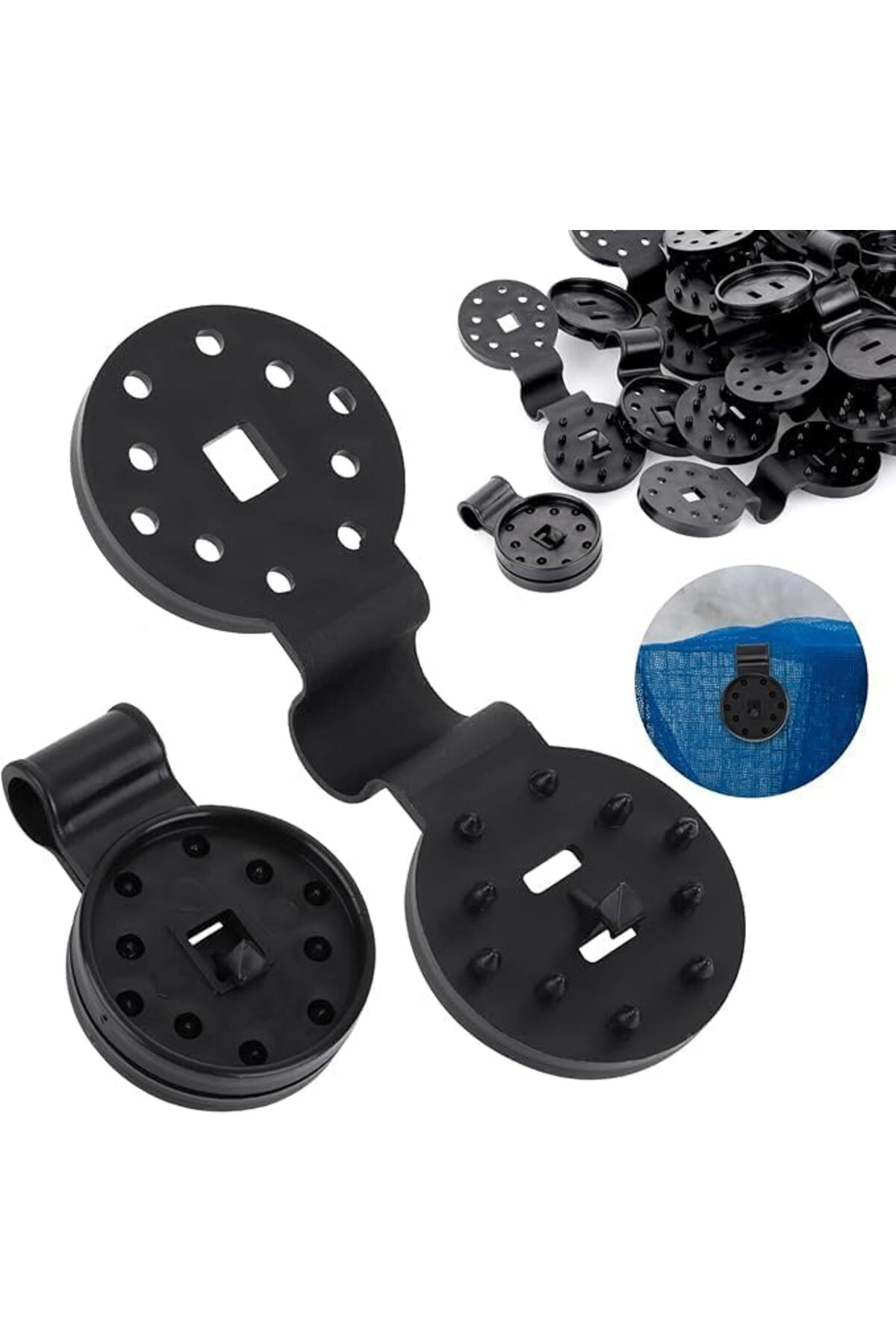 LuxShoping 20 Adet Siyah Plastik Gölgelik Klipsi, Yuvarlak Şekill