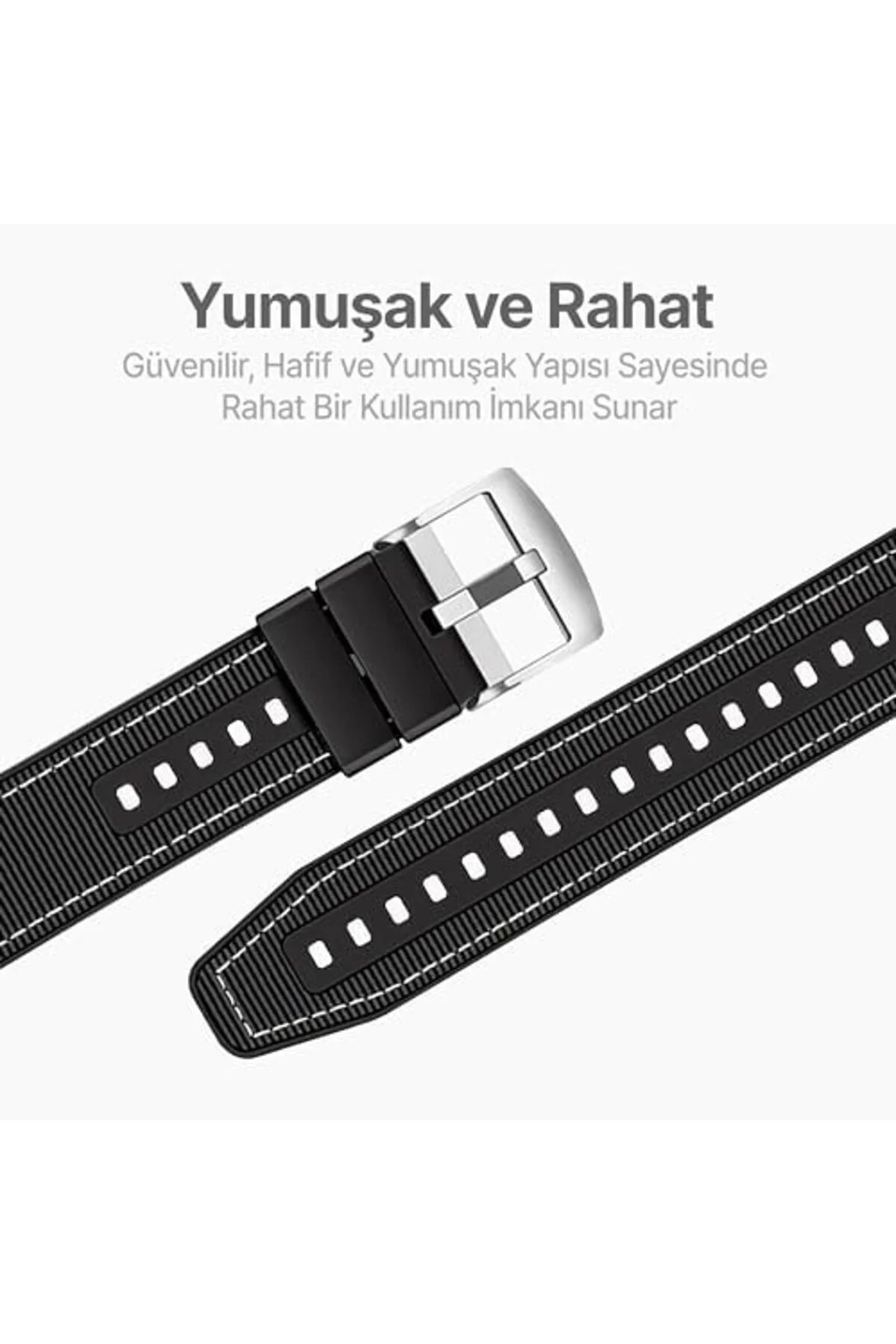 LuxShoping 22mm ile Uyumlu Saatler için Hibrit 46mm Silikon Kordo