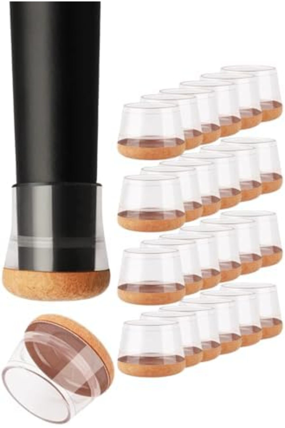 LuxShoping 24 Adet Yuvarlak Papucu (2.3–2.7 cm) – Şeffaf Silikon 
