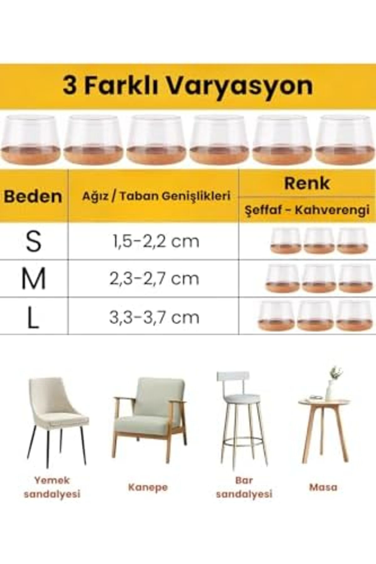 LuxShoping 24 Adet Yuvarlak Papucu (2.3–2.7 cm) – Şeffaf Silikon 