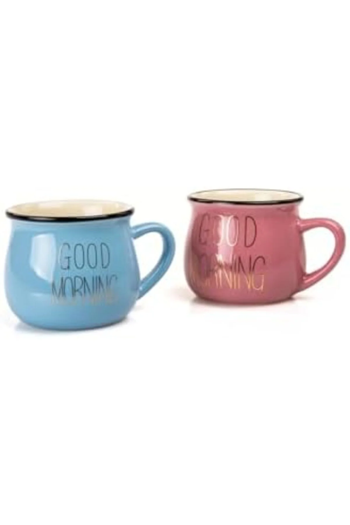 LuxShoping 2'Li Görünümlü Porselen Kupa Seti Good Morning Yazılı LuxShoping 2'Li Görünümlü Porselen Kupa Seti Good Morning Yazılı