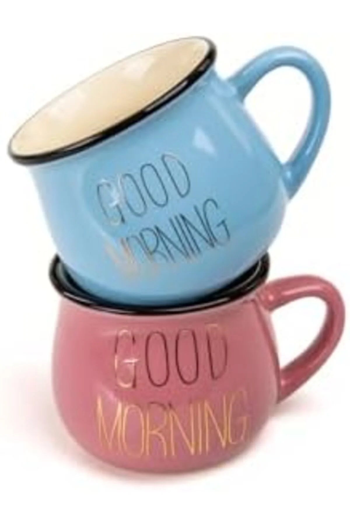 LuxShoping 2'Li Görünümlü Porselen Kupa Seti Good Morning Yazılı LuxShoping 2'Li Görünümlü Porselen Kupa Seti Good Morning Yazılı