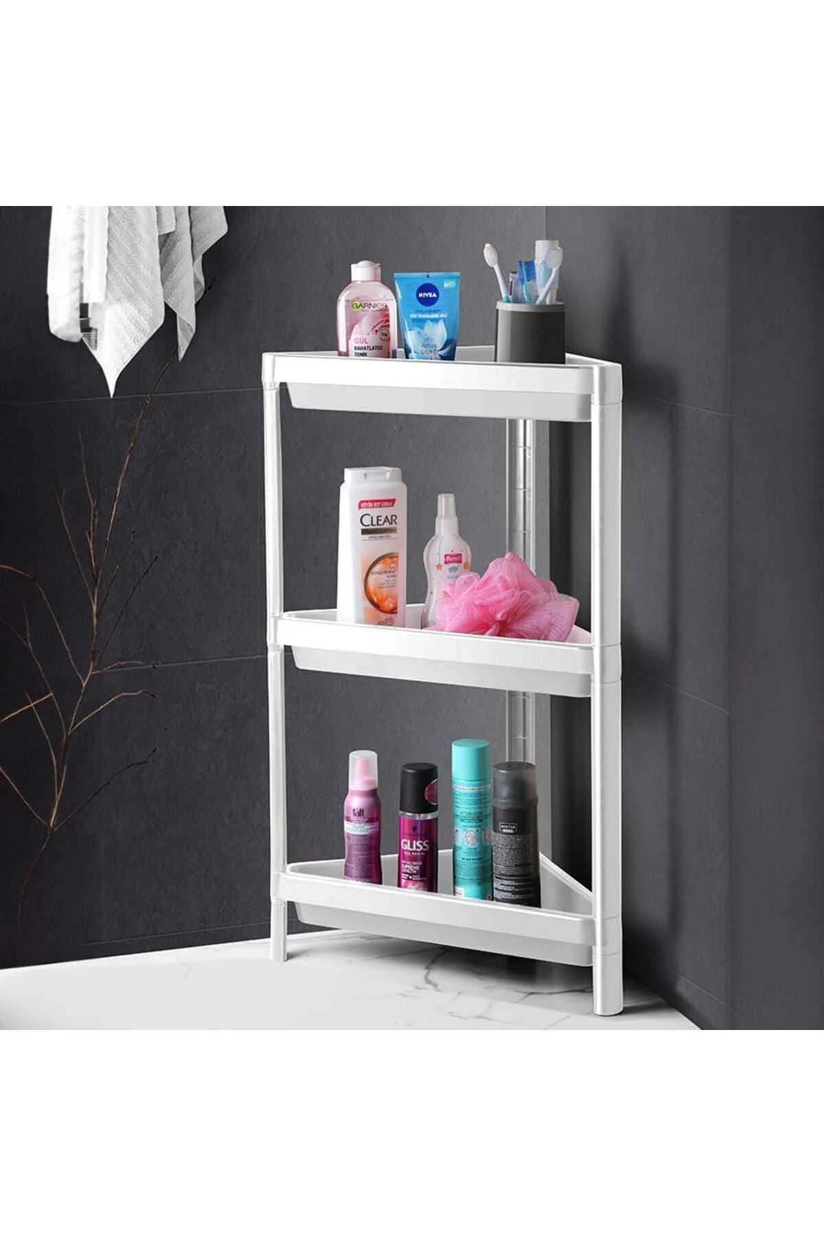 LuxShoping 3 Katlı Üçgen Köşe Rafı | Banyo, Mutfak ve Kiler İçin LuxShoping 3 Katlı Üçgen Köşe Rafı | Banyo, Mutfak ve Kiler İçin