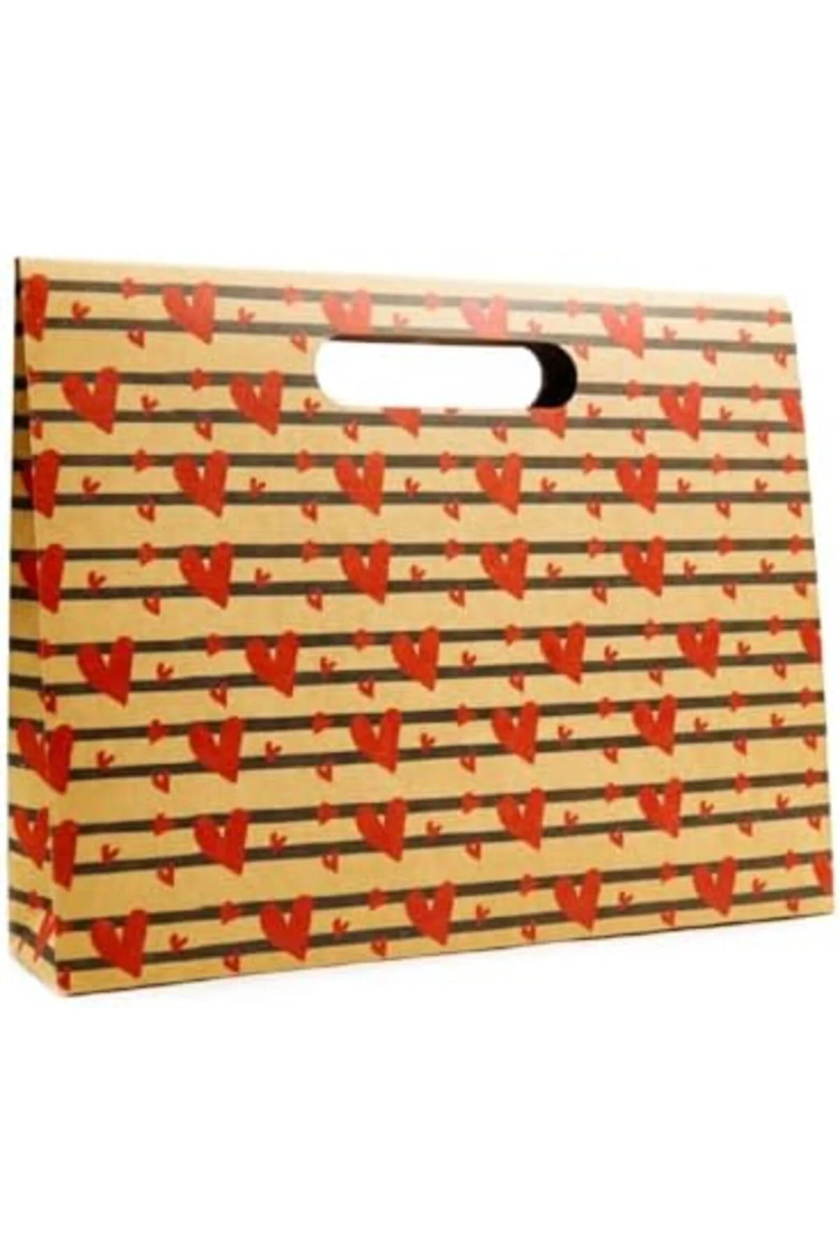 LuxShoping 38x30 Kalp Harmanı Zarf Model Karton Çanta, Hediye Kut