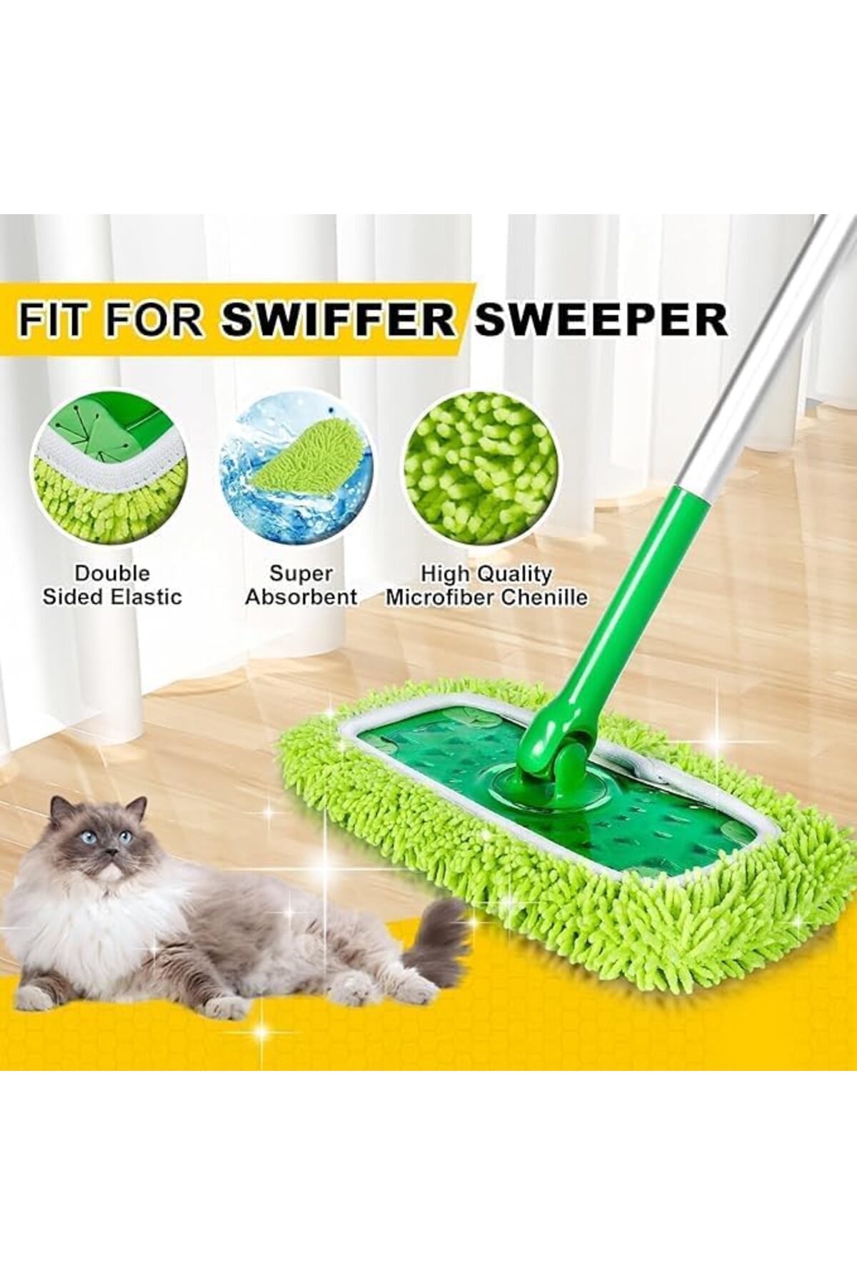 LuxShoping 40 cm Mikrofiber Makarna Başlığı – Renkli Temizlik Mop