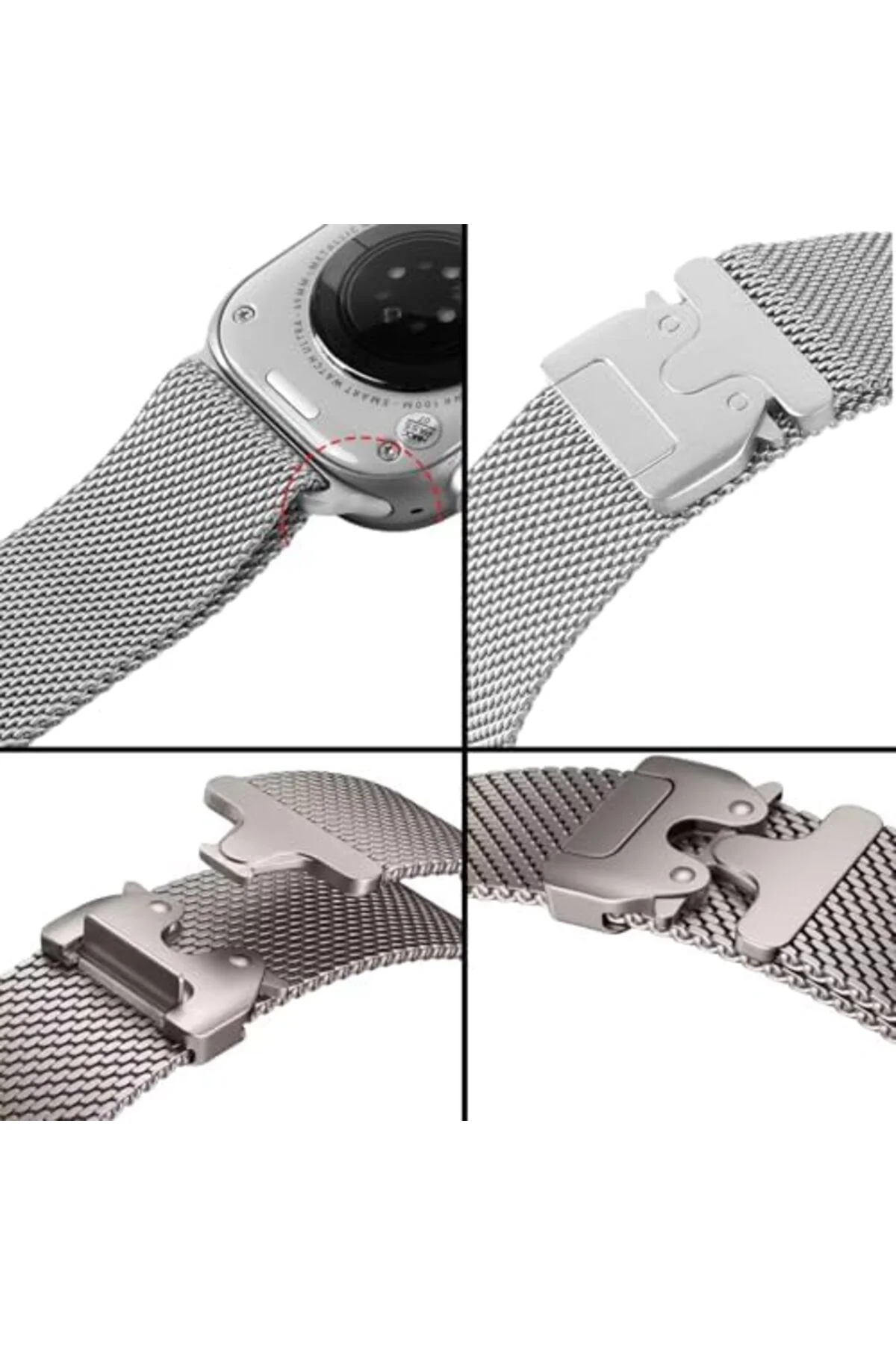 LuxShoping 46 mm Uyumlu Metal Kordon, Örgü Çelik Kayış, Ayarlanab