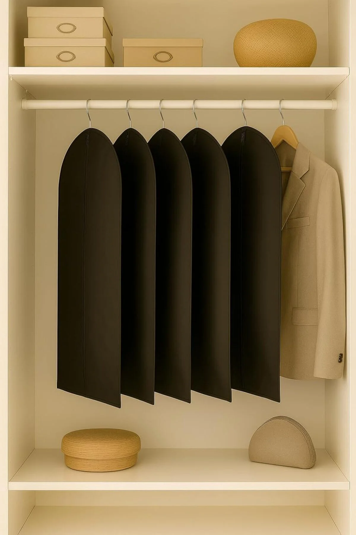 LuxShoping 5 Adet Takım Elbise Kılıfı Siyah Gamboç Suit Cover 114