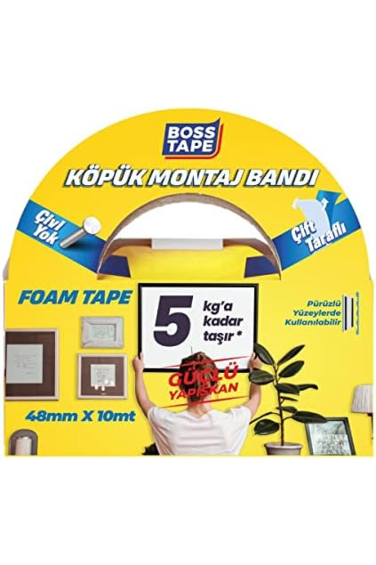 LuxShoping 5 KG Çift Taraflı Köpük Aksesuar Montaj Bandı 48 mm x 