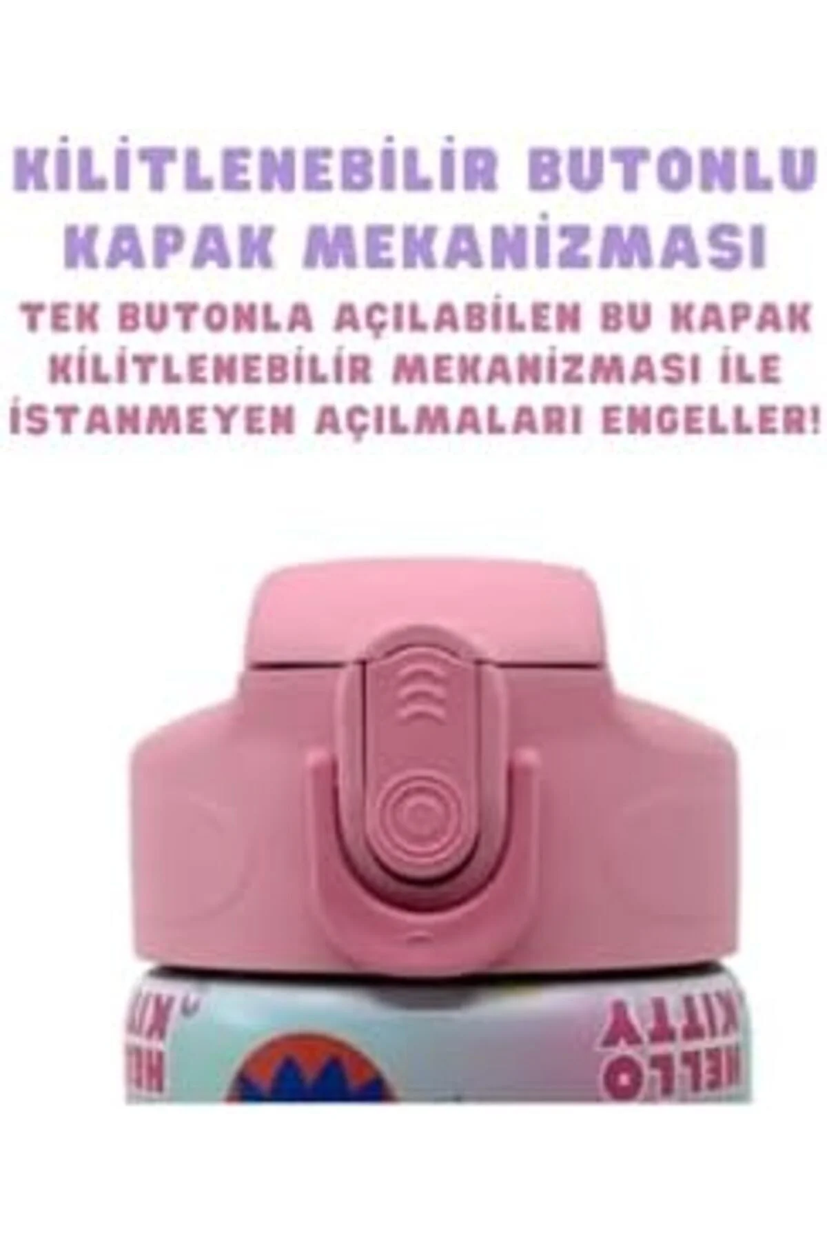 LuxShoping 600ml Hello - & Temalı Lisanslı Pipetli Kilitli Kapak 