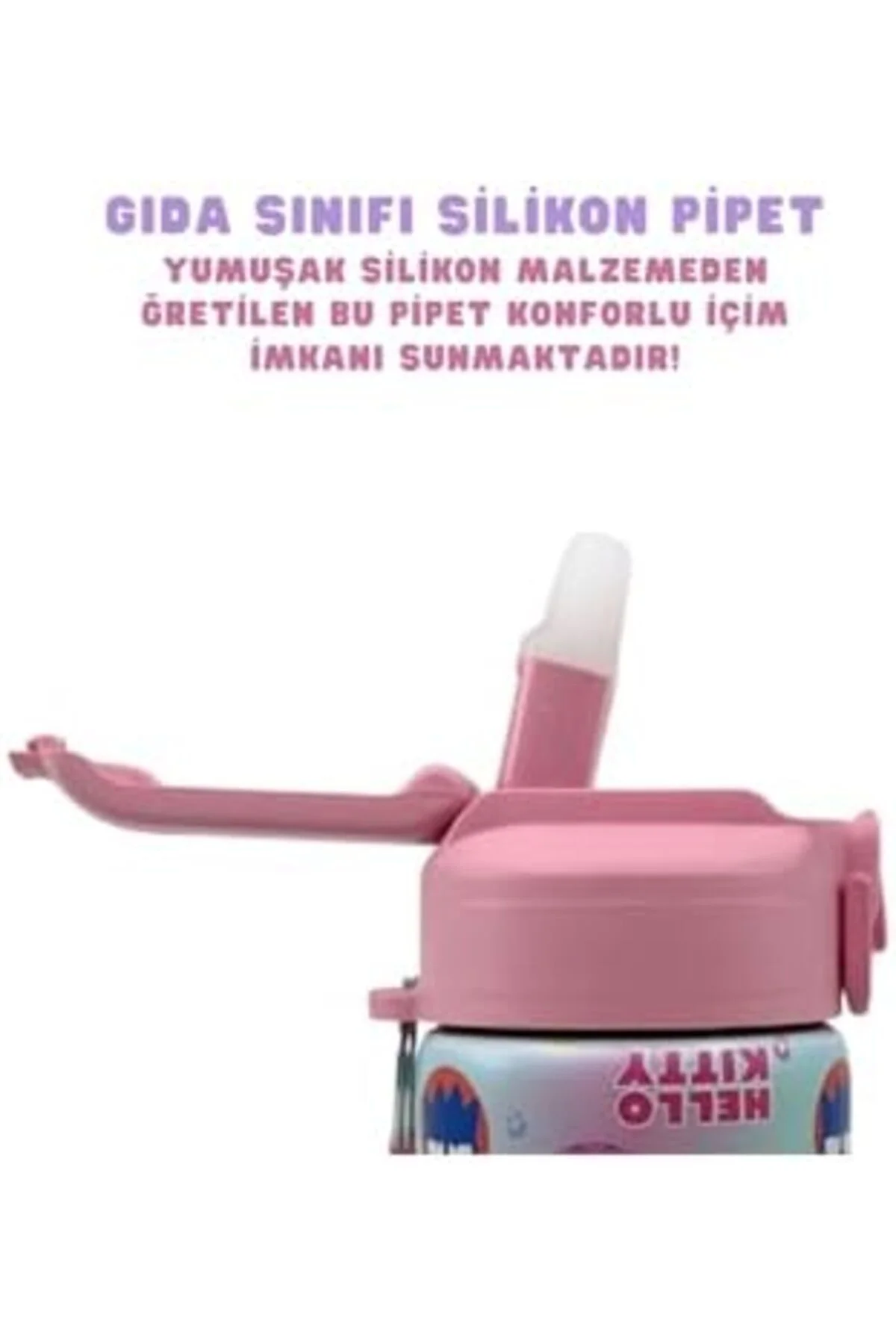 LuxShoping 600ml Hello - & Temalı Lisanslı Pipetli Kilitli Kapak 