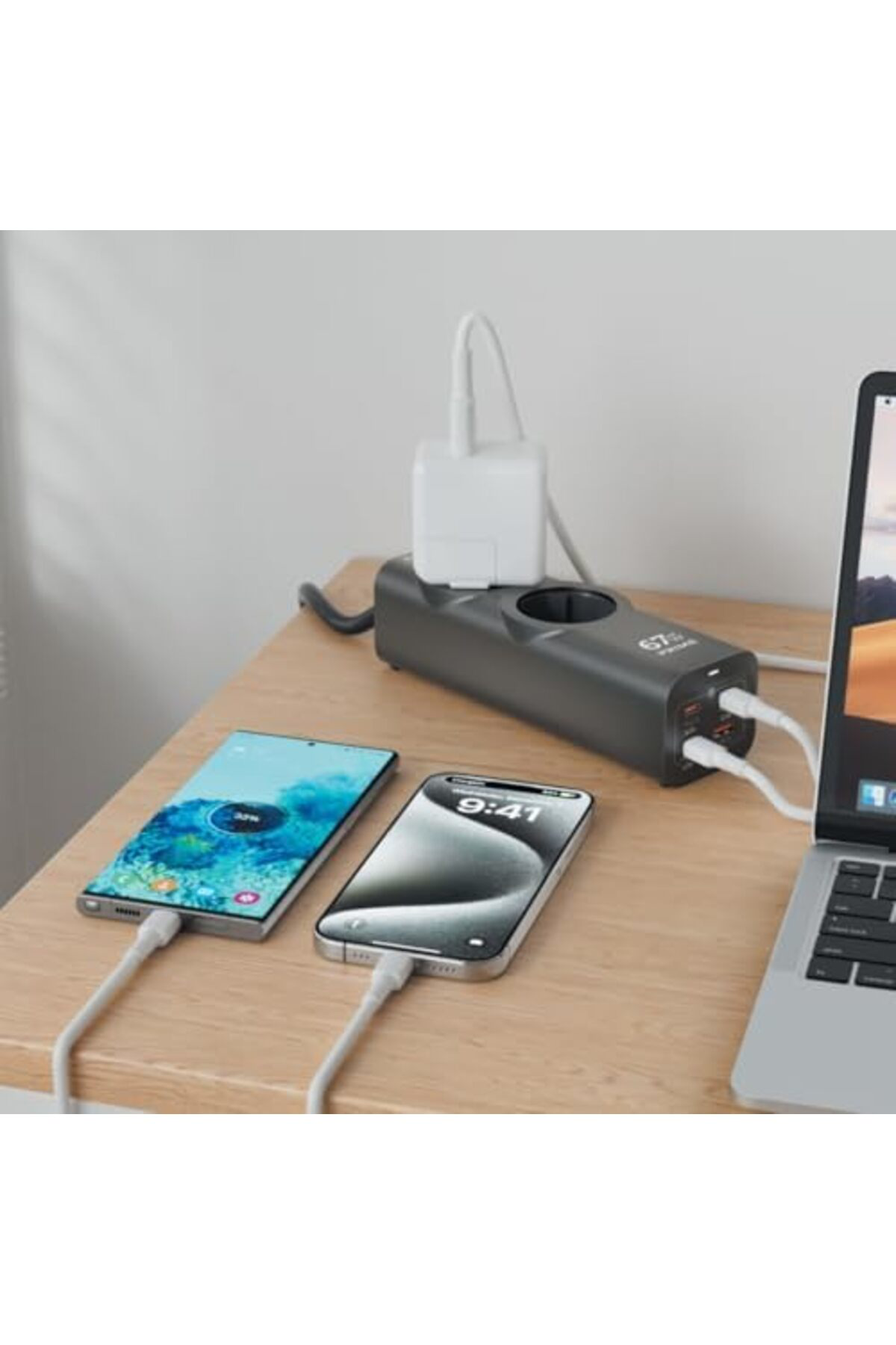LuxShoping 67W GAN 6in1 Masaüstü Şarj HUB ve Çoklu Priz MacBook A LuxShoping 67W GAN 6in1 Masaüstü Şarj HUB ve Çoklu Priz MacBook A