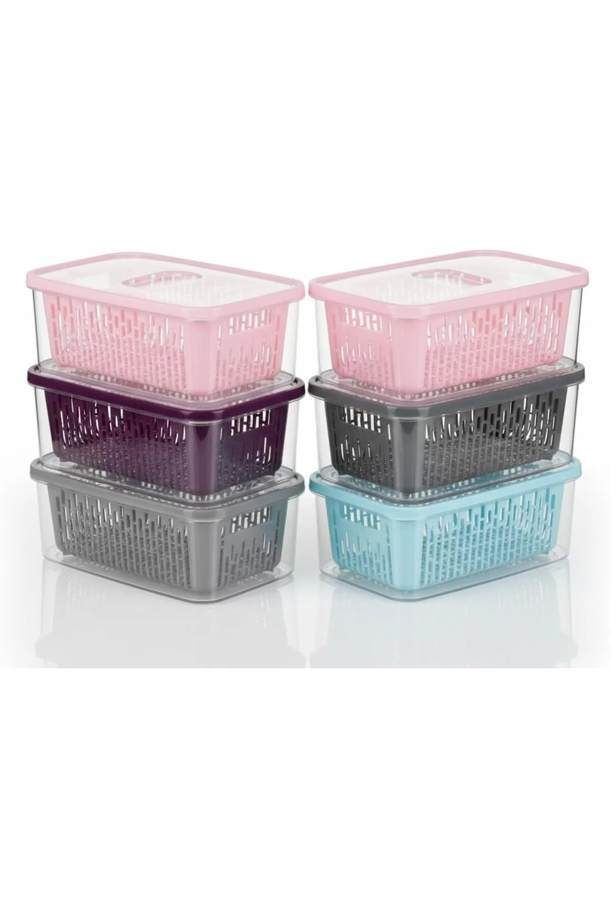 LuxShoping 6'lı Süzgeçli Fresh Saklama Kabı Seti 1.6 Lt Plastik S