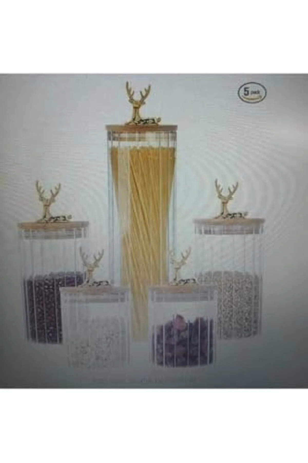 LuxShoping (9X20 Cm) 1 Adet Geyikli Cam Saklama Kavanozu Geyik Ba
