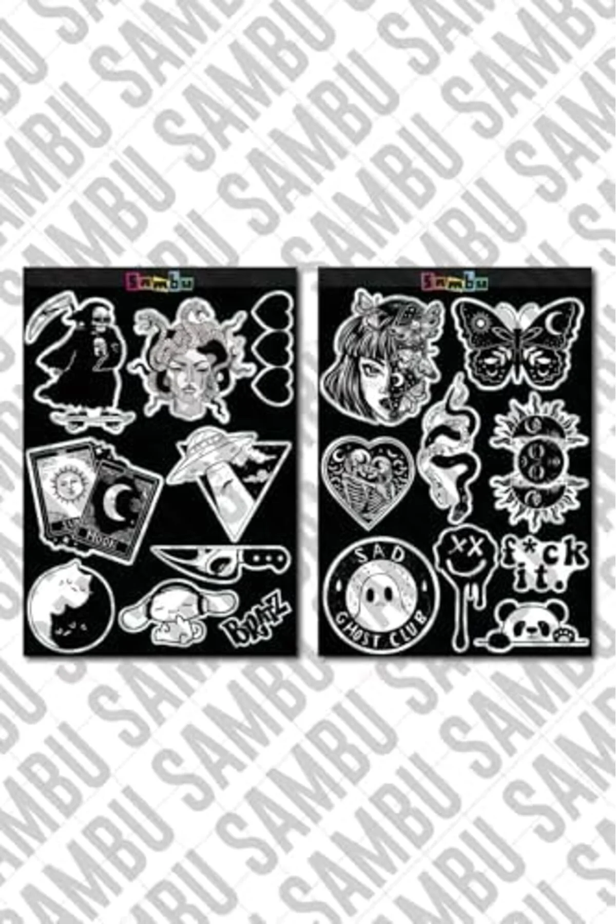 LuxShoping Aesthetic Temalı Etiket Seti 1 - Siyah Beyaz - Laptop 