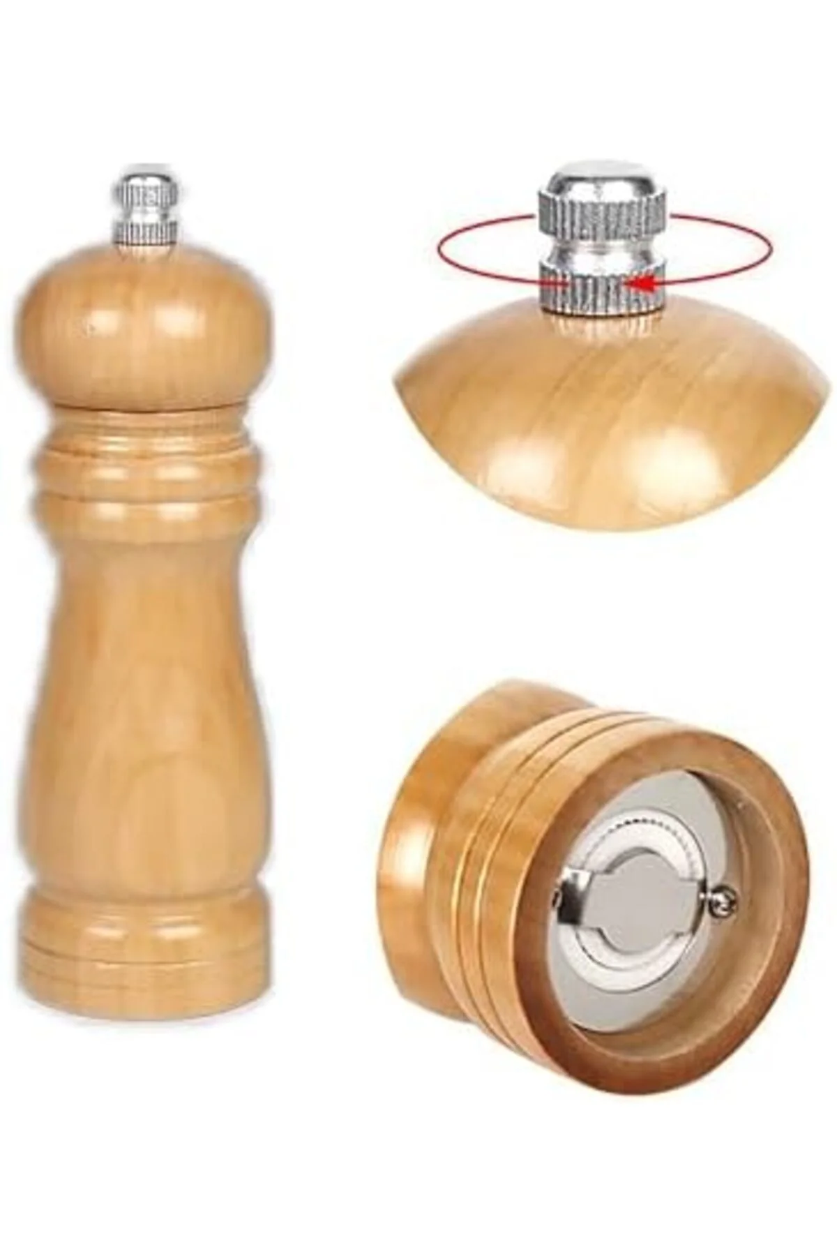 LuxShoping Ahşap Baharat Değirmeni, Öğütücü, Doğal Renk (1) 11421