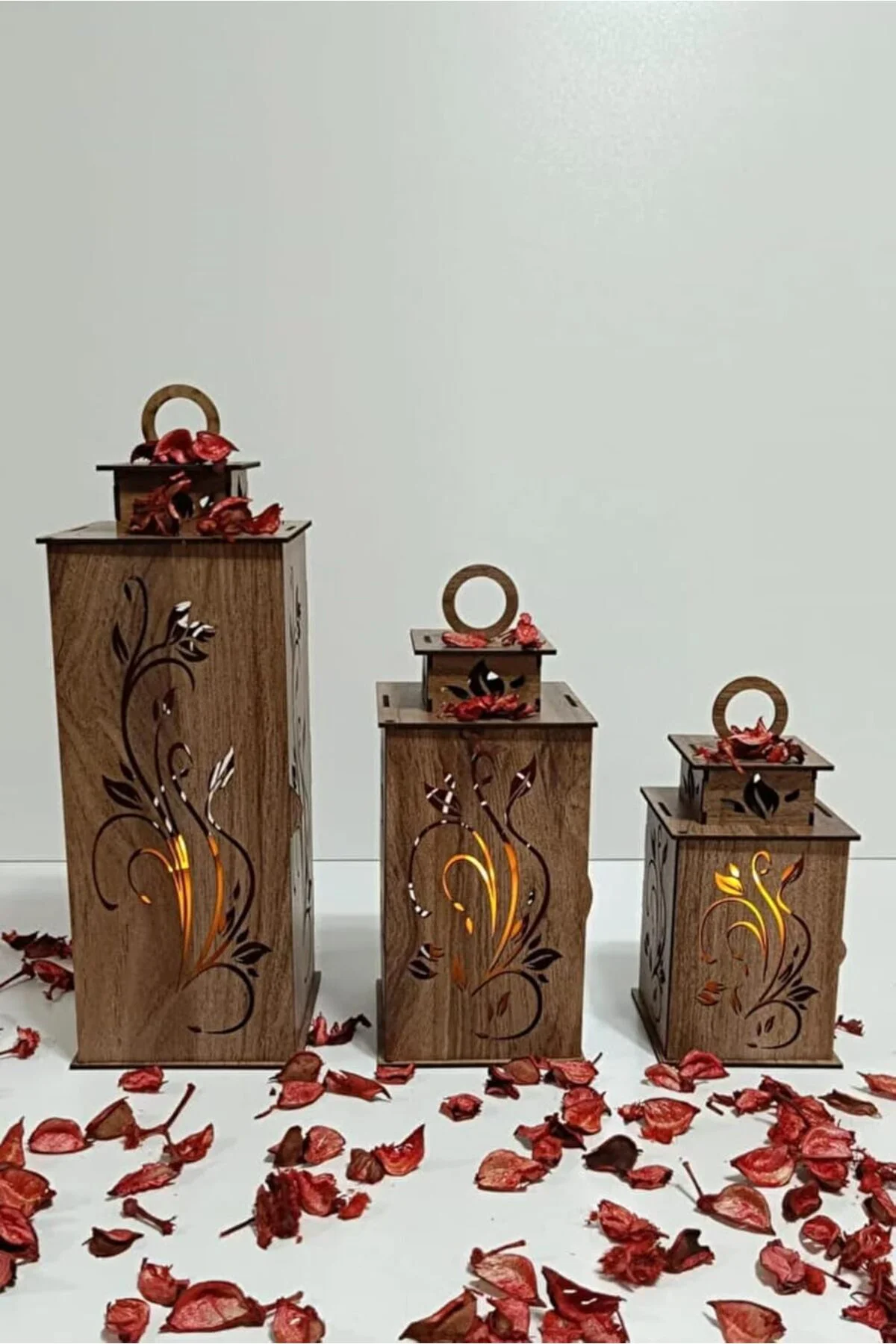 LuxShoping Ahşap Dekoratif Mumluk Kahverengi 2 1142128