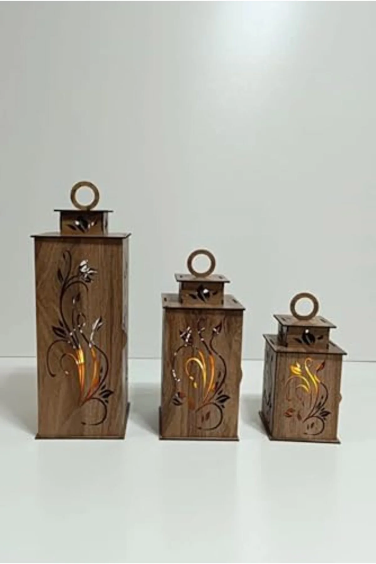 LuxShoping Ahşap Dekoratif Mumluk Kahverengi 2 1142128