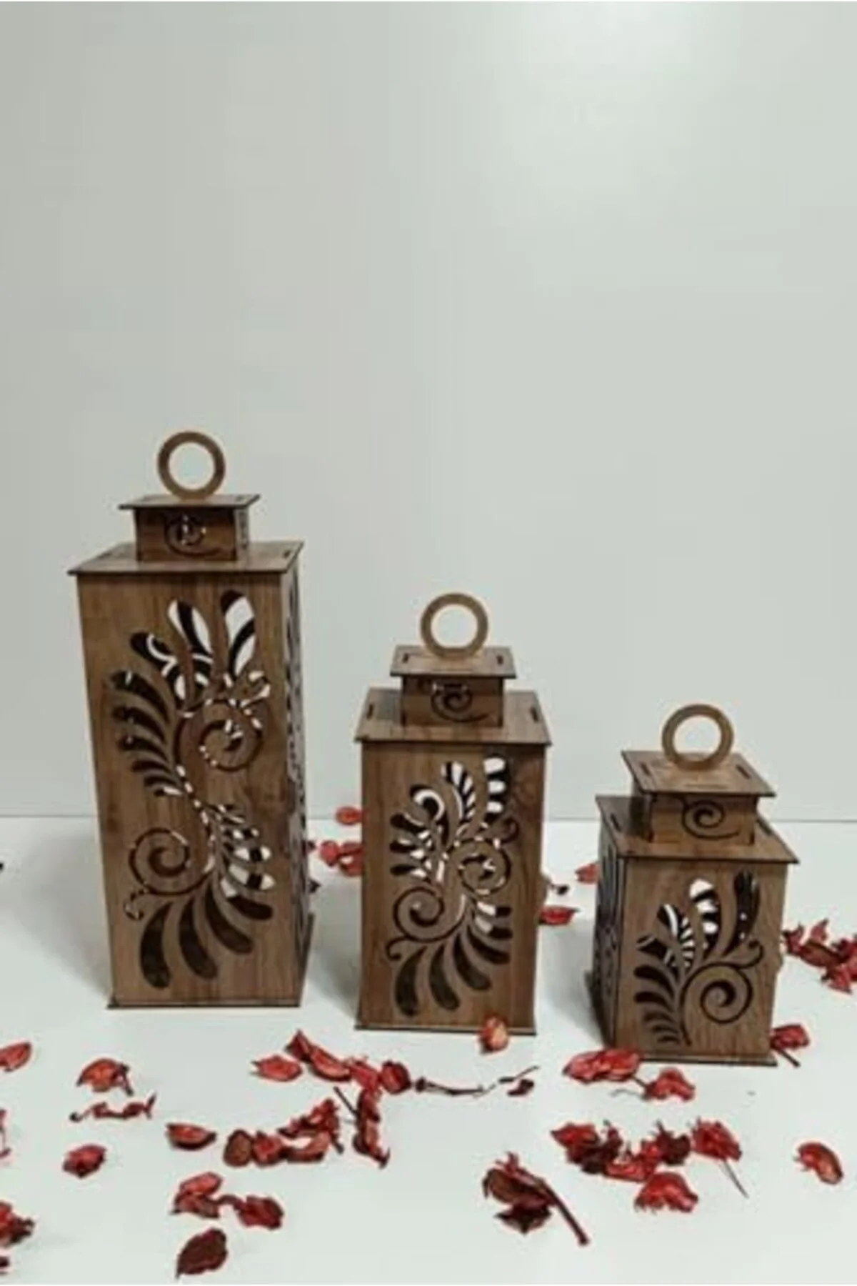 LuxShoping Ahşap Dekoratif Mumluk Kahverengi 3 1142128