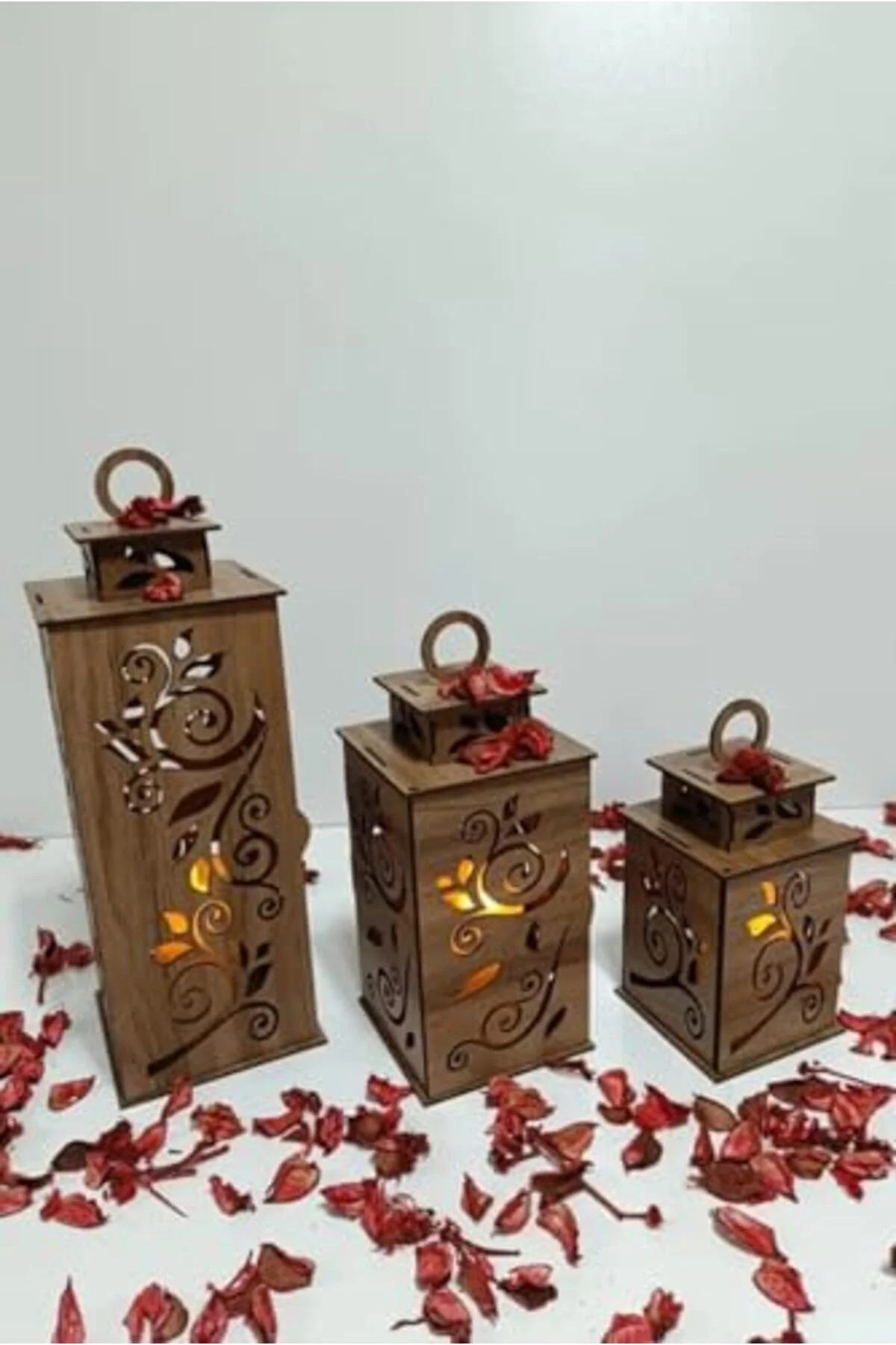 LuxShoping Ahşap Dekoratif Mumluk Kahverengi 1 1142128