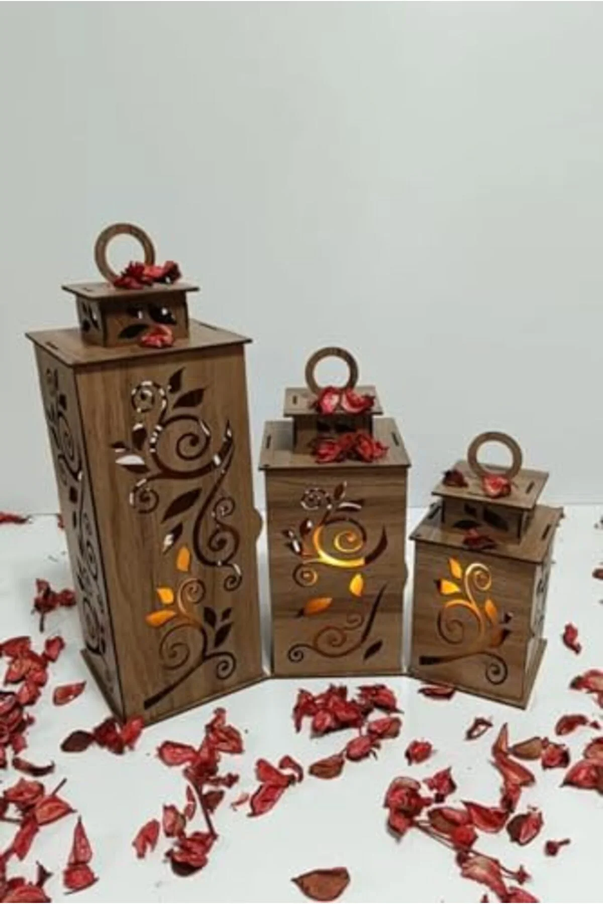 LuxShoping Ahşap Dekoratif Mumluk Kahverengi 1 1142128