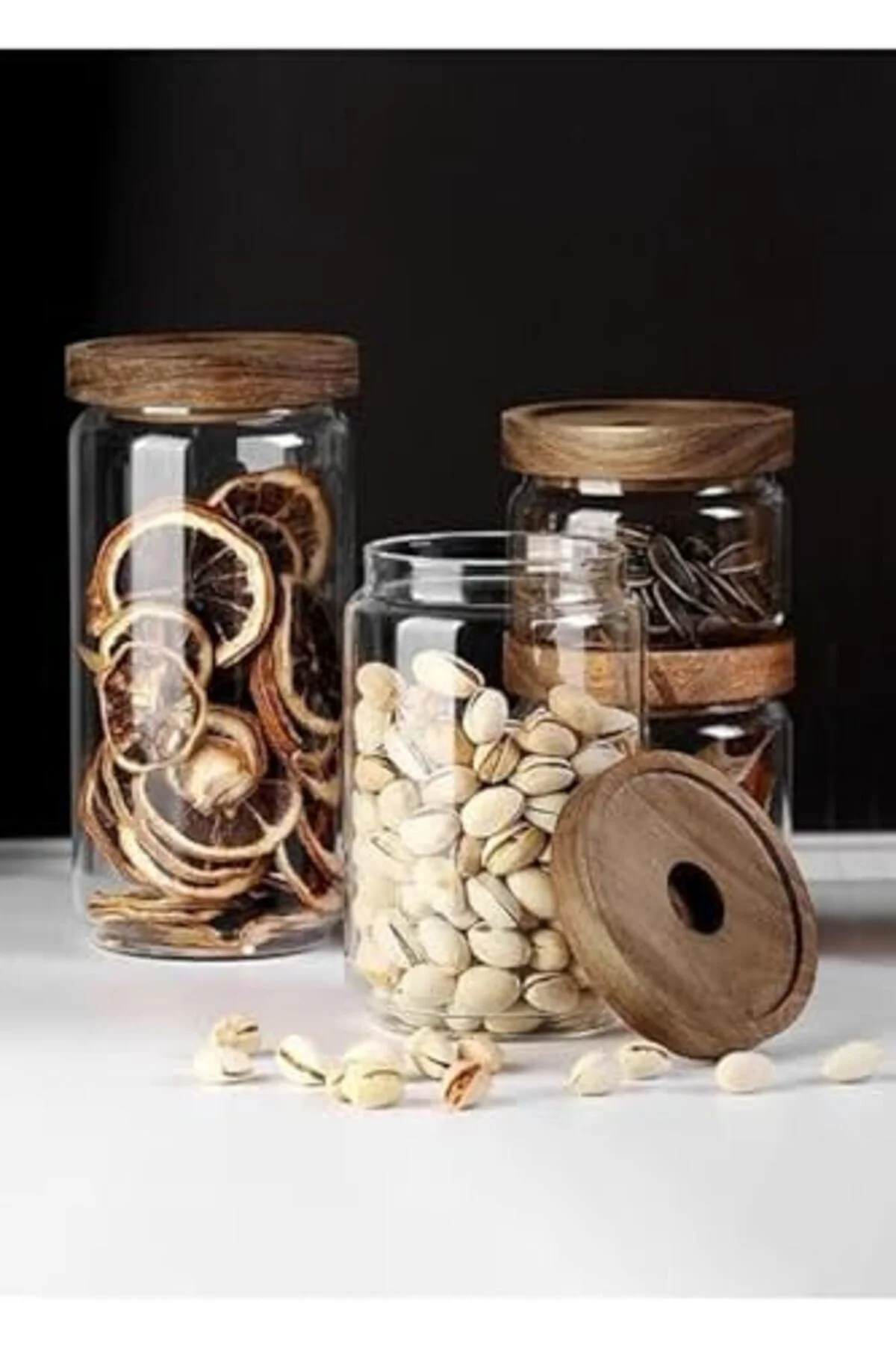 LuxShoping Ahşap Kapaklı Cam Saklama Kabı 300 Ml 1142128 LuxShoping Ahşap Kapaklı Cam Saklama Kabı 300 Ml 1142128