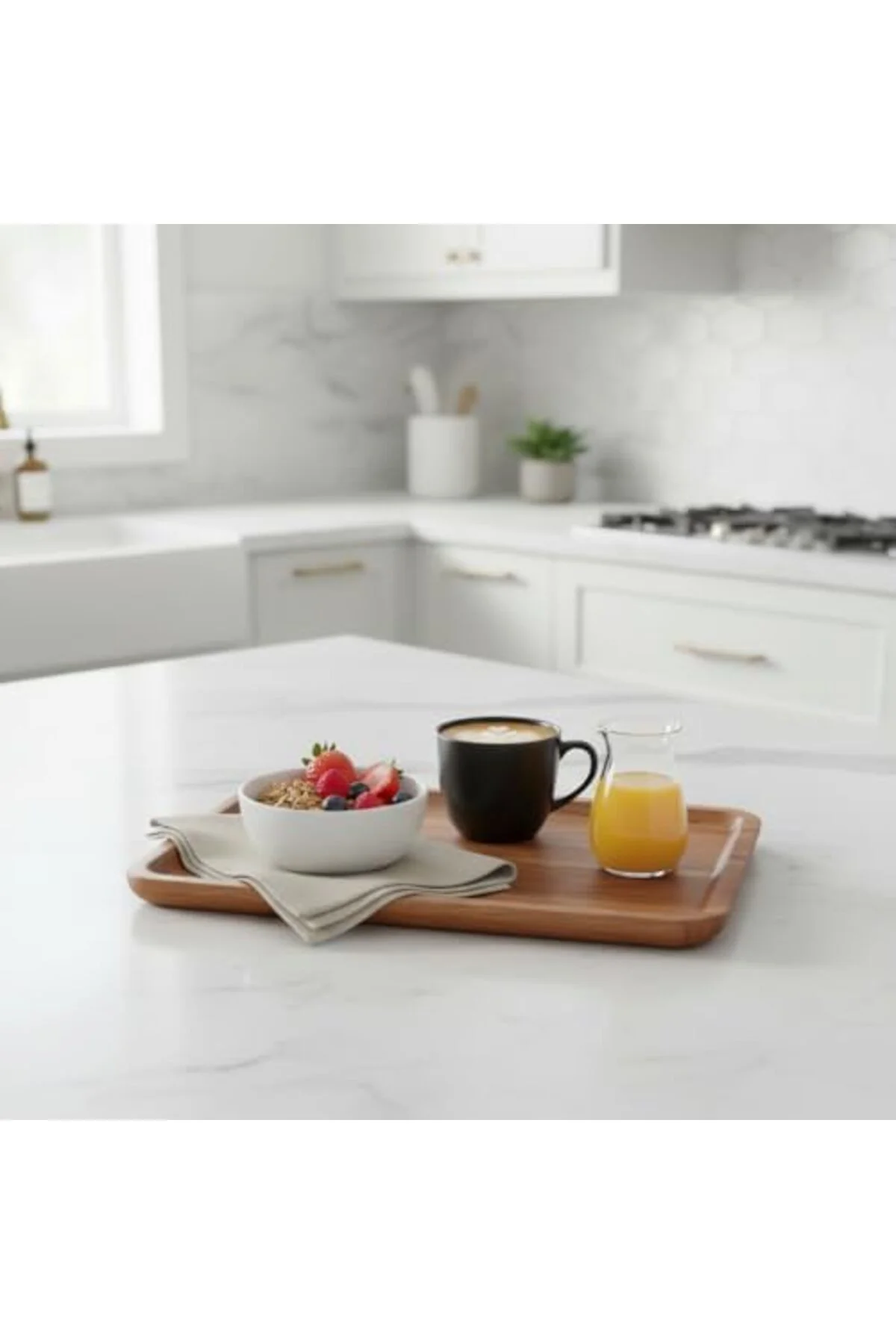 LuxShoping Akasya Ahşap Servis Tepsisi ve Sunumluk (30x20 cm) | D