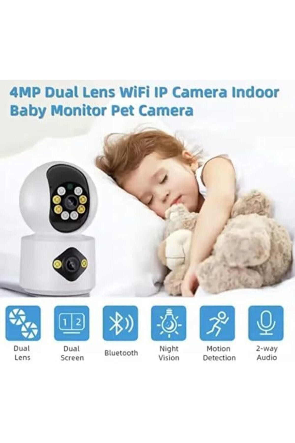 LuxShoping Akıllı Kamera, 4MP, Hareket Tespit ve Takibi, 360°, Ge