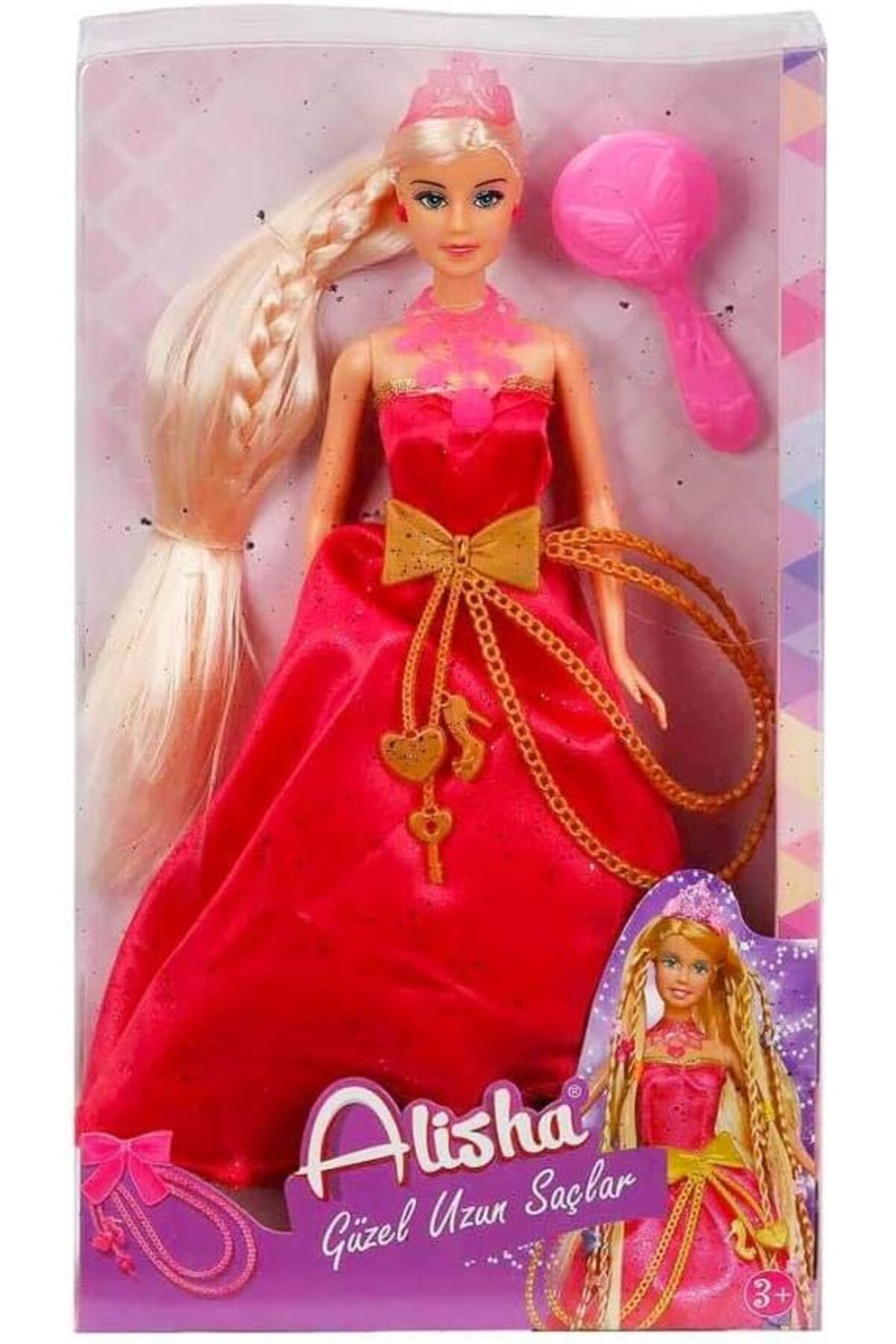 LuxShoping Alisha Uzun Saçlı Prenses Mavi-Kırmızı Elbise(elbise r