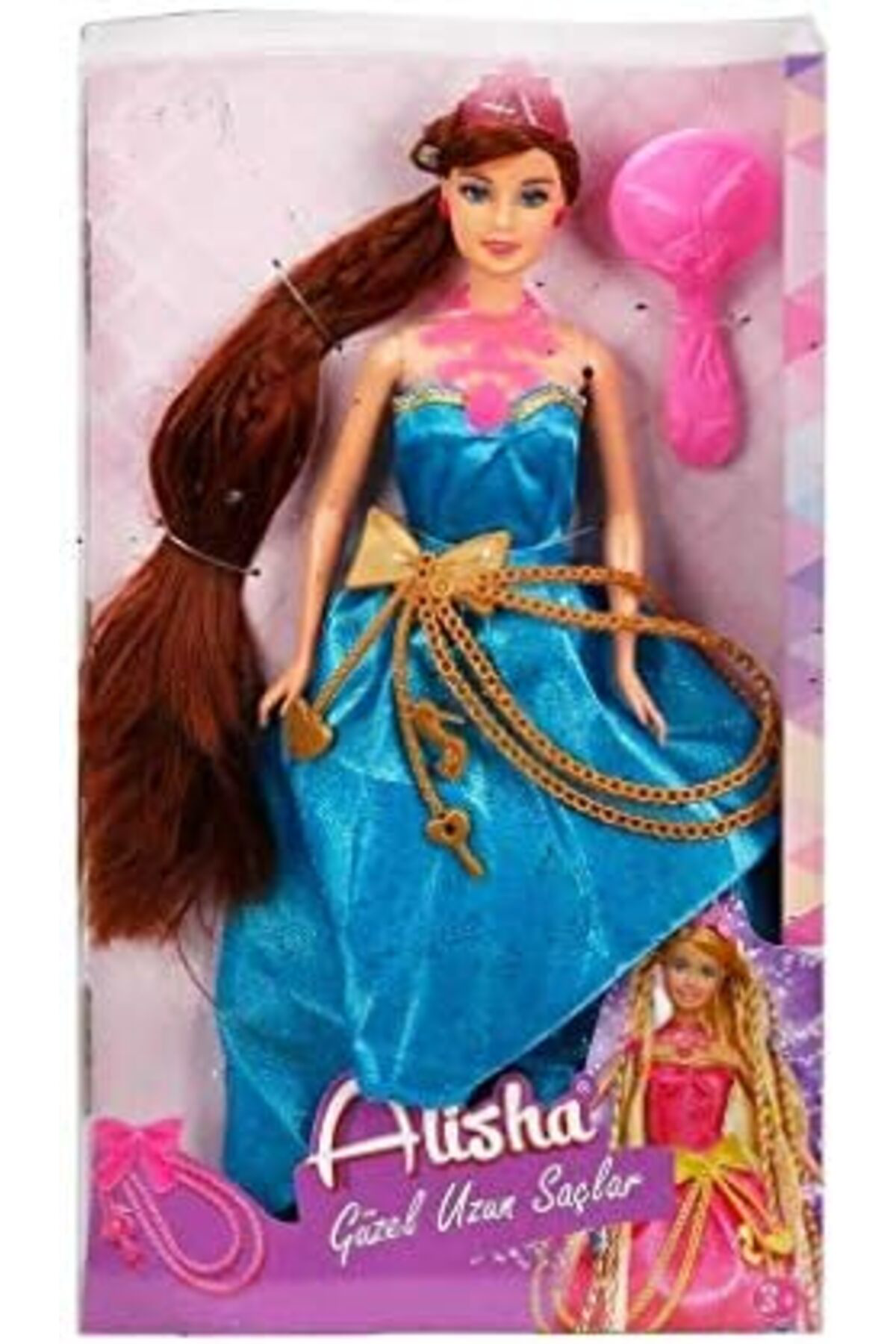 LuxShoping Alisha Uzun Saçlı Prenses Mavi-Kırmızı Elbise(elbise r