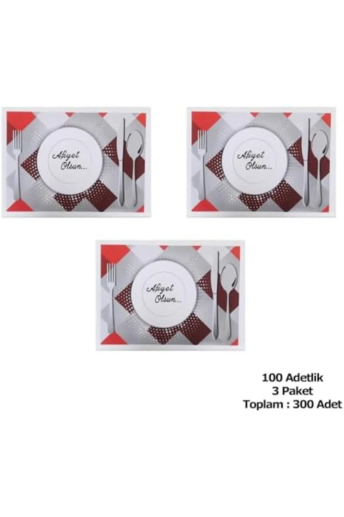 LuxShoping Amerikan Servis Kağıdı Afiyet Olsun Baskılı Beyaz Masa