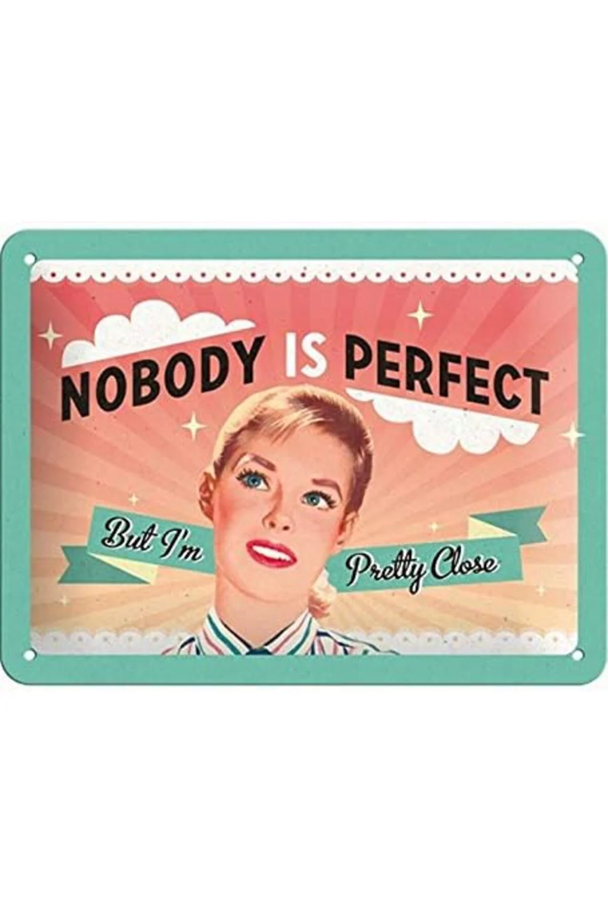 LuxShoping Art Nobody is Perfect Kabartmalı Metal Duvar Panosu 11