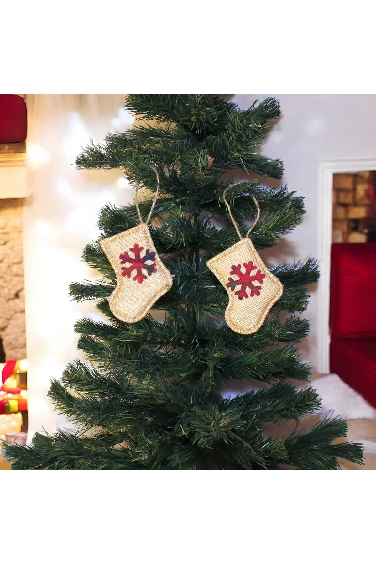 LuxShoping ASMALI JÜT YILBAŞI ÇORAP SÜS 10CM 2 ADET 1142128