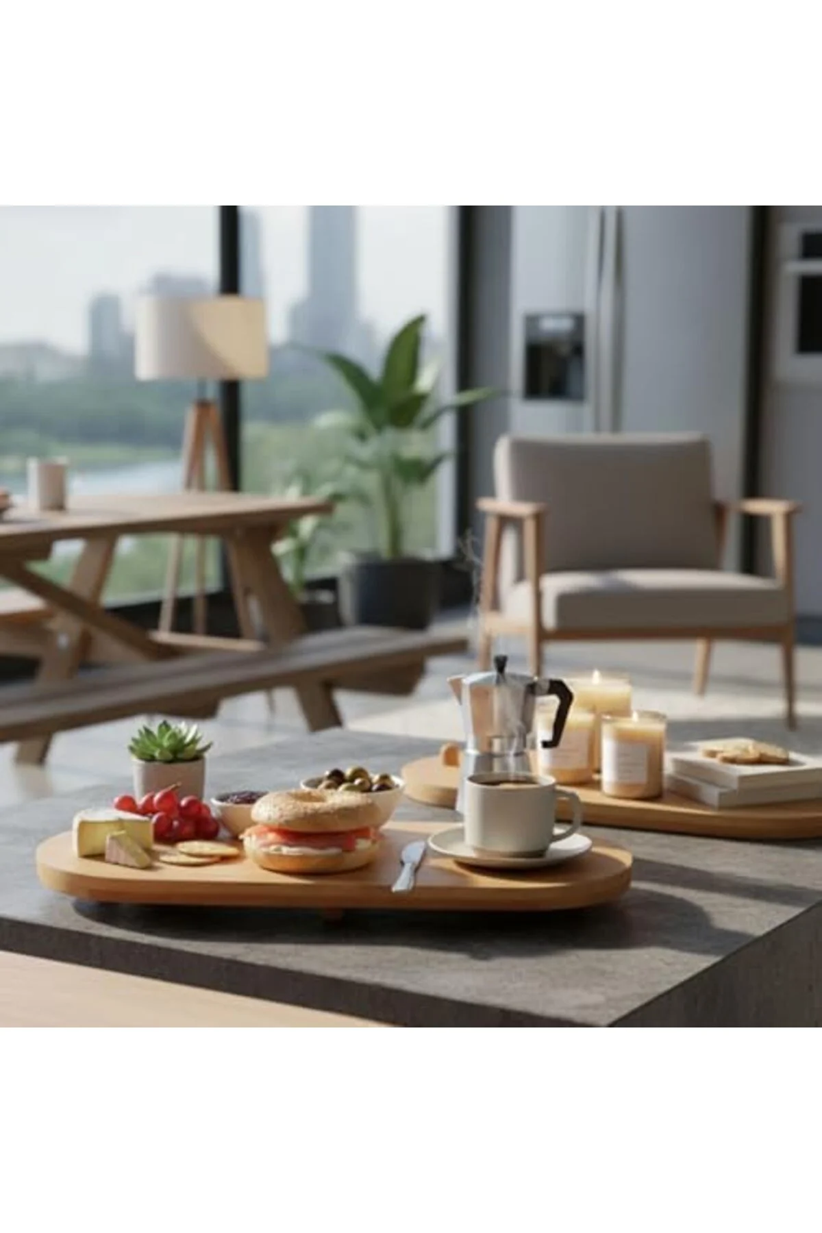 LuxShoping Ayaklı Bambu Sunum Tabakları, Ayaklı Bambu Sunumluk, K