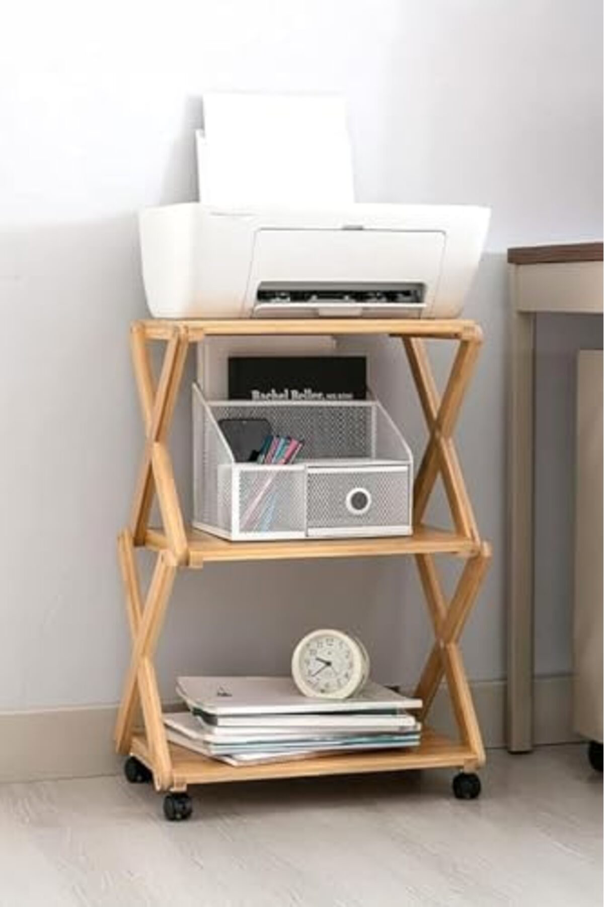 LuxShoping Bambu 3 Raflı Tekerlekli Sehpa Düzenleyici Raf Çok Ama