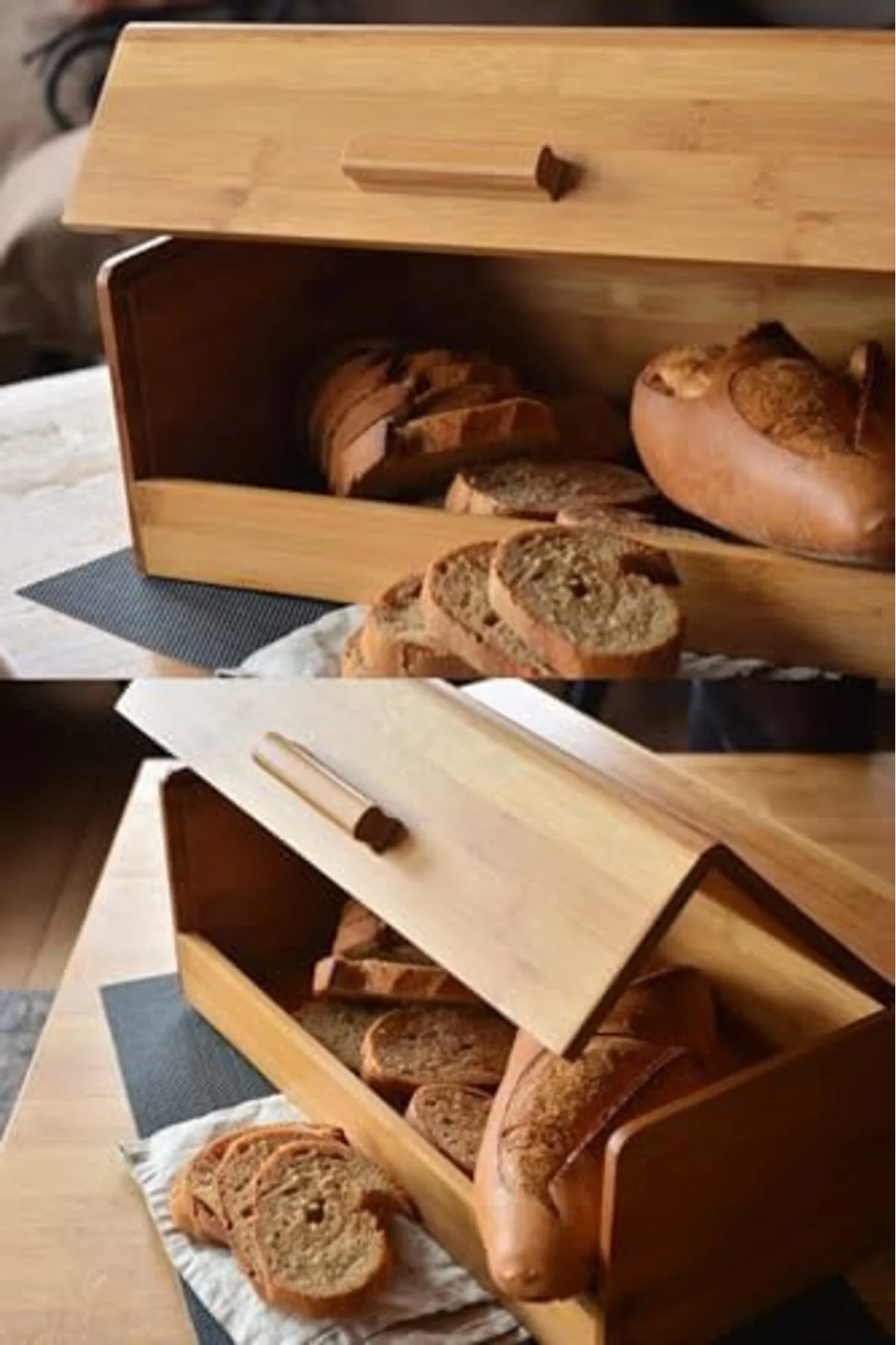 LuxShoping Bambu Ekmek Kutusu Ekmek Dolabı, Ekmek Sepeti Sandığı,