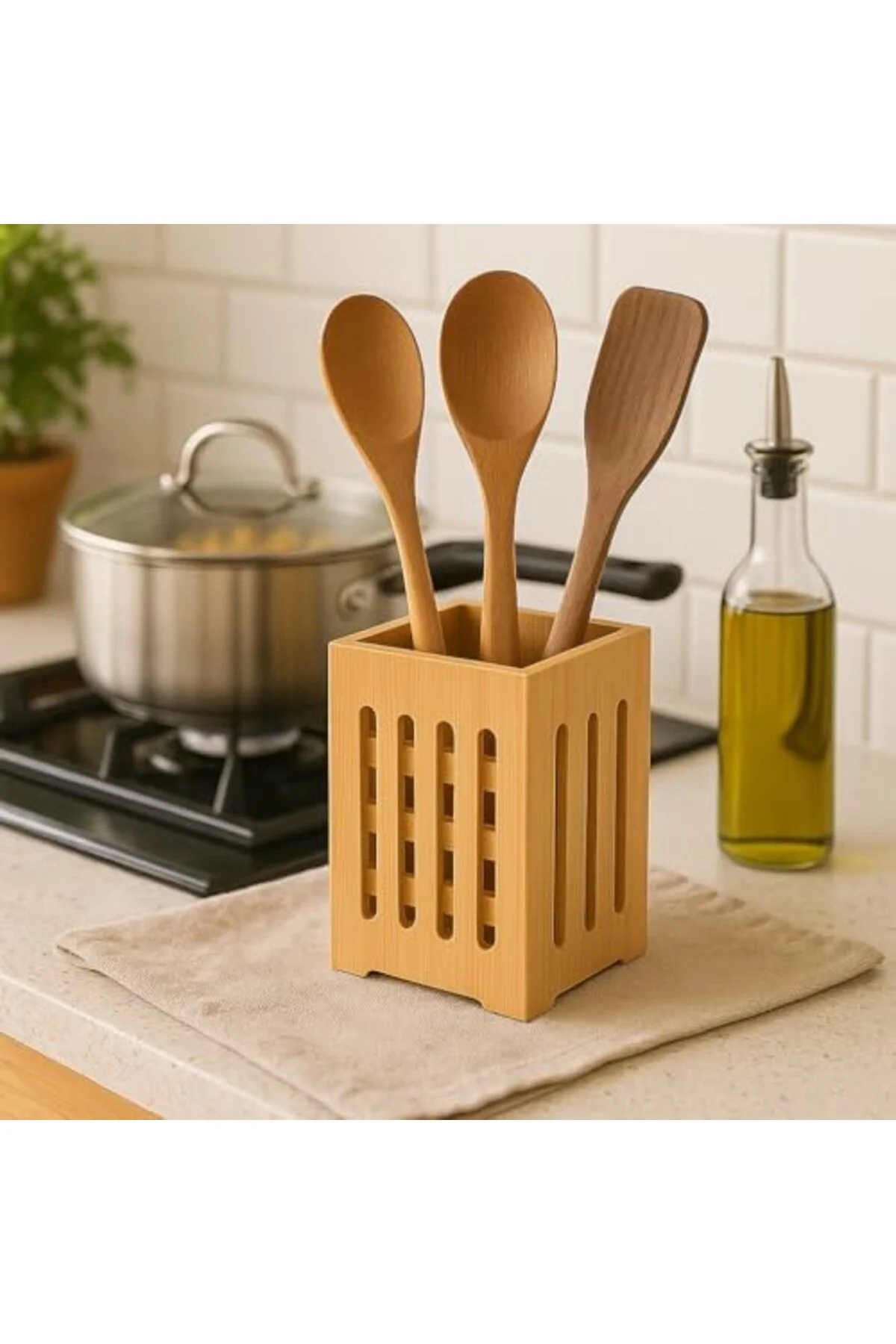 LuxShoping Bambu Mutfak Organizeri, Kare 10×10 cm, Pencereli Ahşa LuxShoping Bambu Mutfak Organizeri, Kare 10×10 cm, Pencereli Ahşa