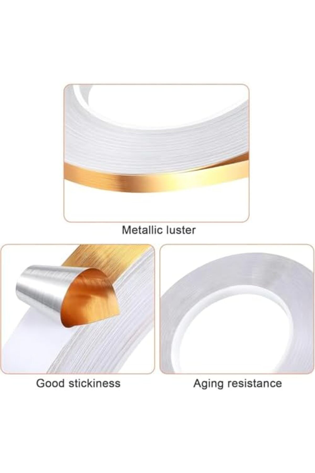 LuxShoping Bant, 1cm x 50m Metalik Yüzeyli Dekoratif Bant, Ayna E